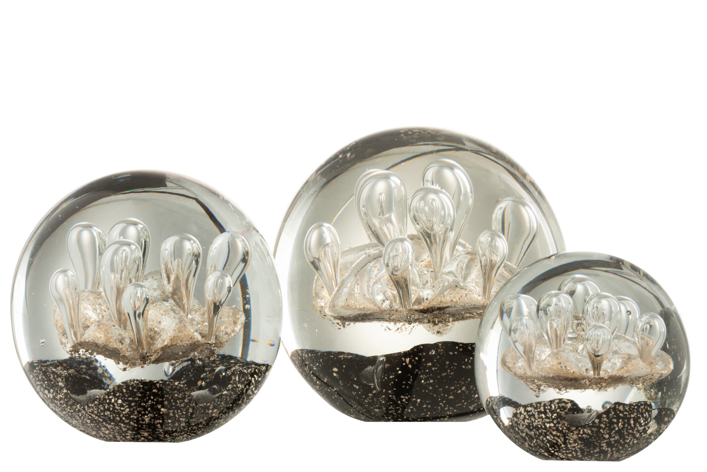 J-Line Presse Papier Vuurwerk Goud/Zwart Glas Large