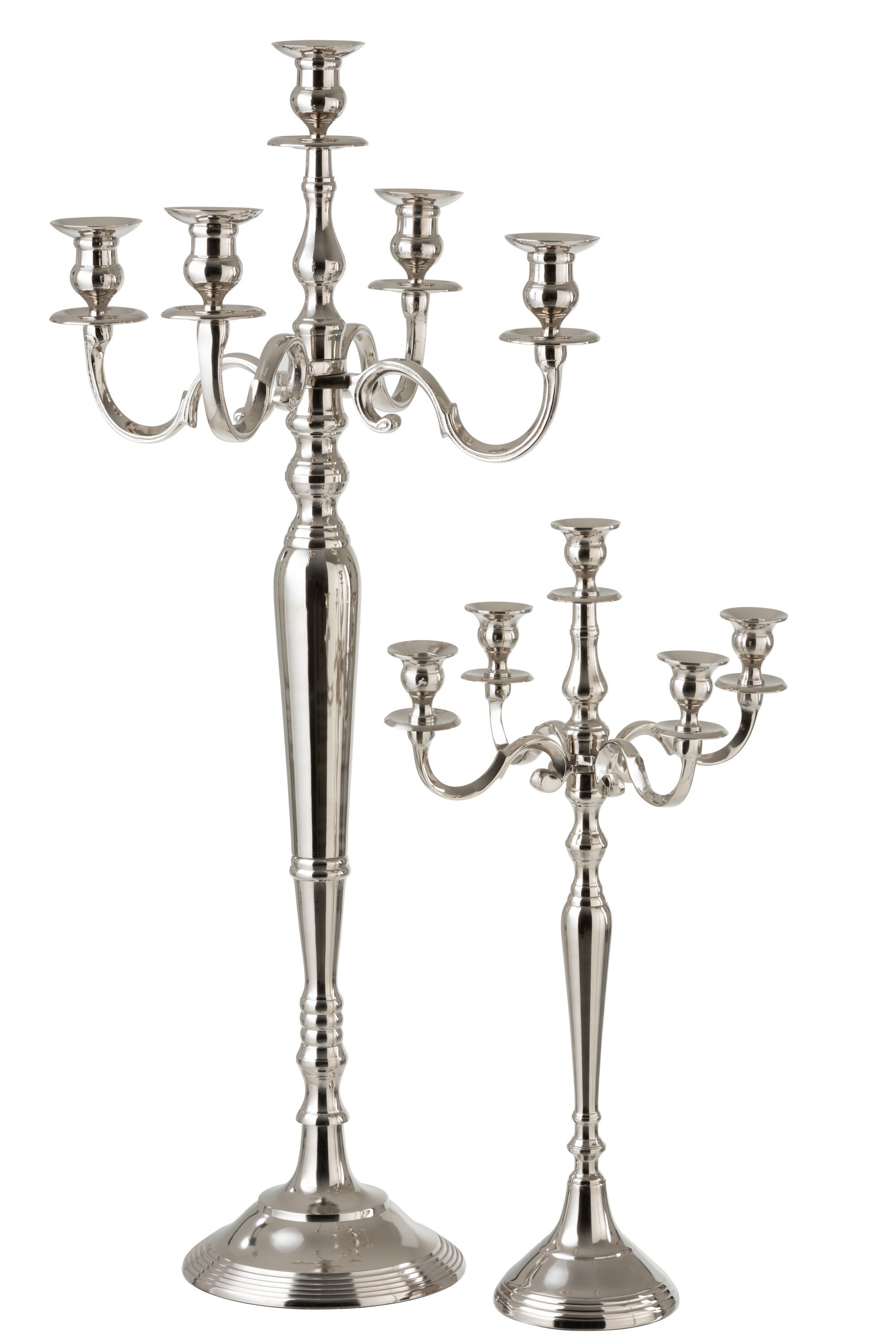 J-Line kandelaar 5-Arm Klassiek - aluminium - zilver - large