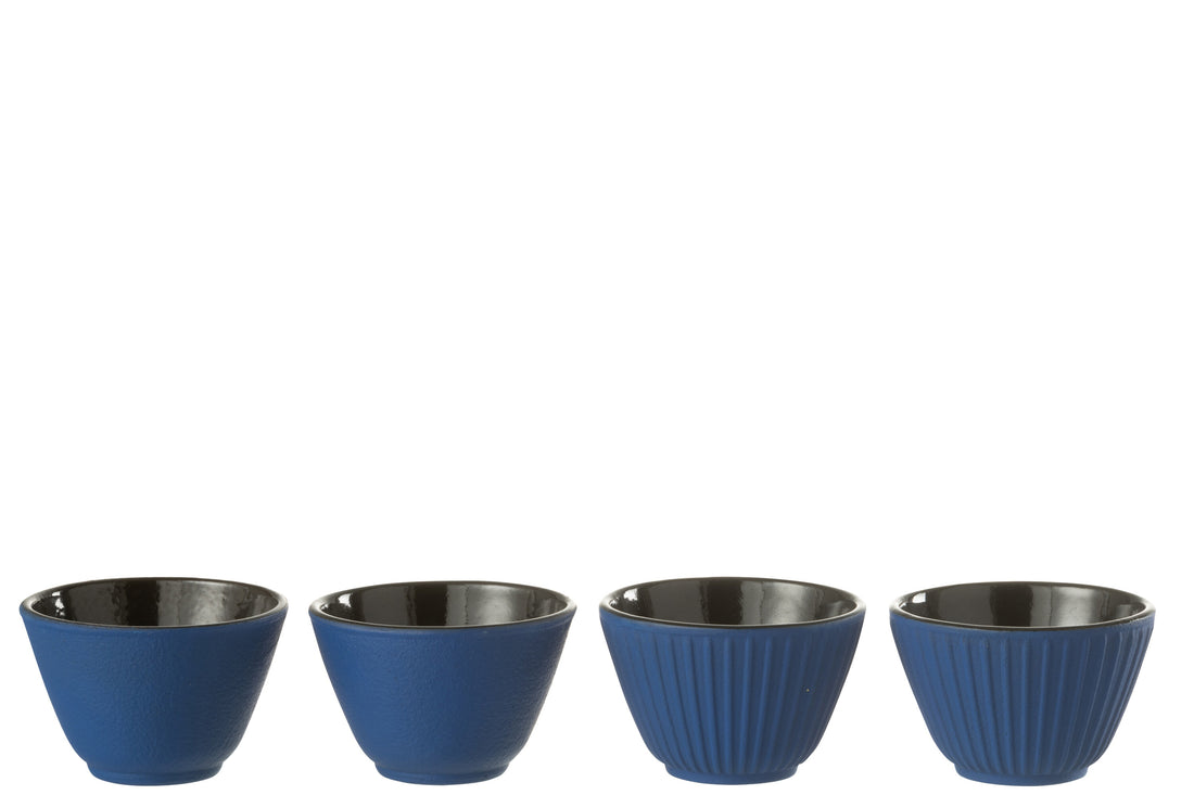 Doos van 2 theekopjes metaal donkerblauwe assortiment 2