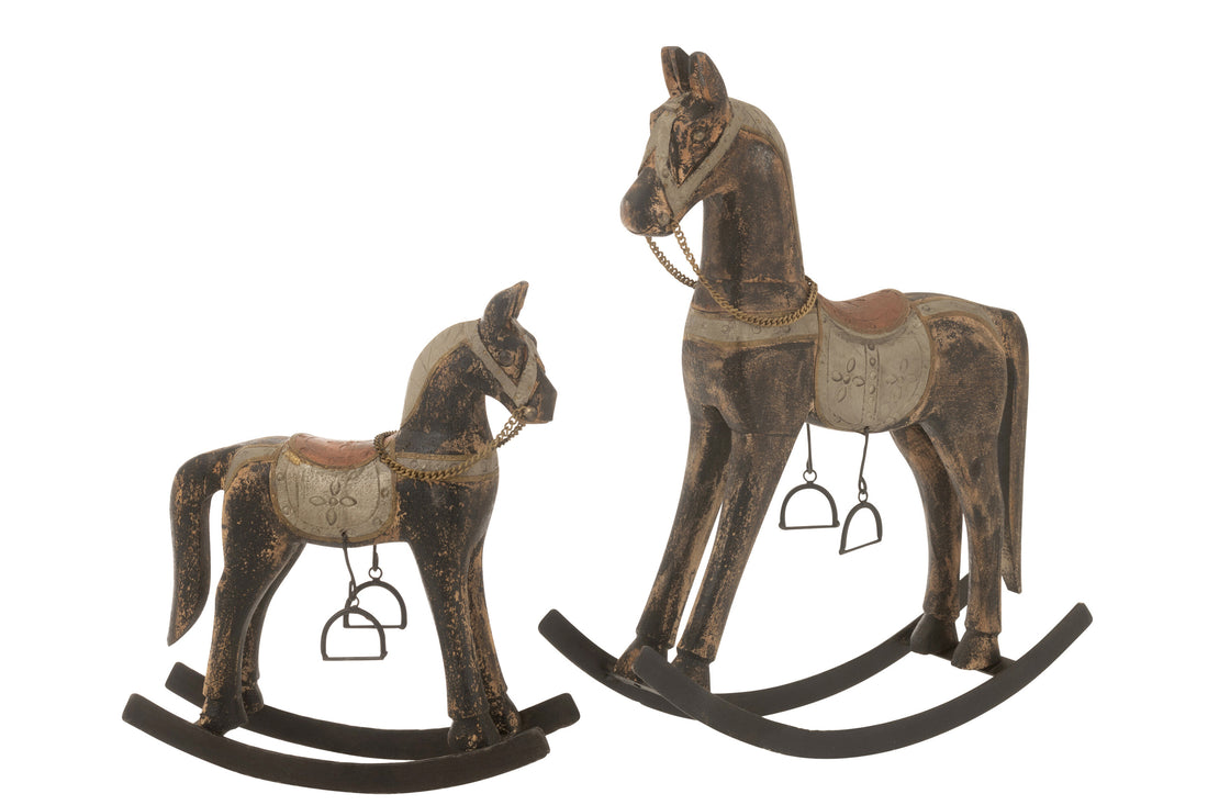 Schommelpaard Topo Mangohout/Metaal Mix Groot