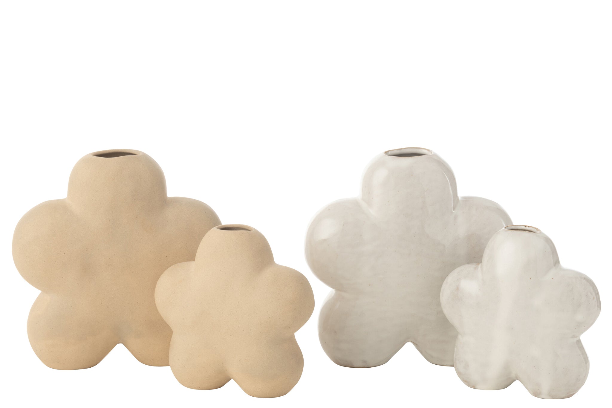 Vaas Bloem Porselein Wit/Beige Groot Assortiment Van 2