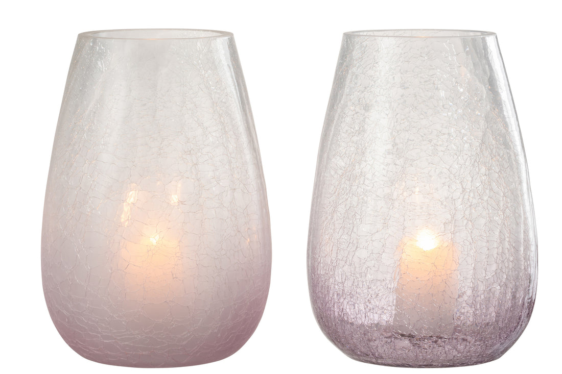 Orkaan Eivormige Craquelure Glas Paars Groot Assortiment Van 2