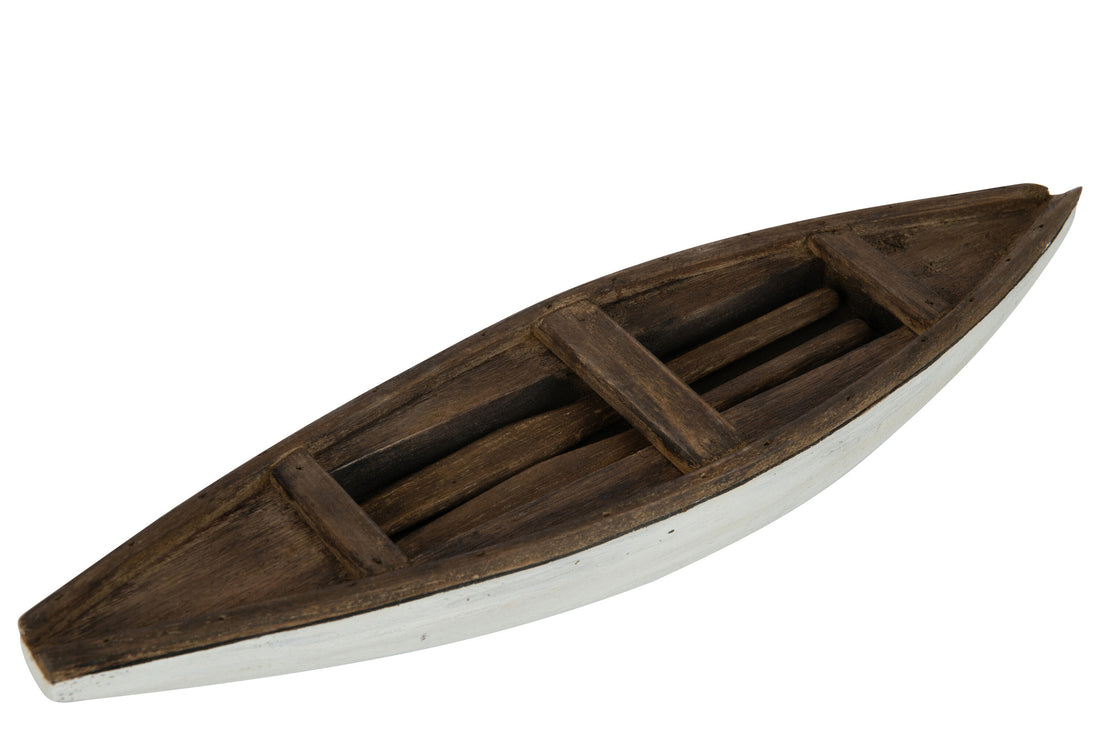 Boot + Roer Vacay Hout Donkerbruin Wit