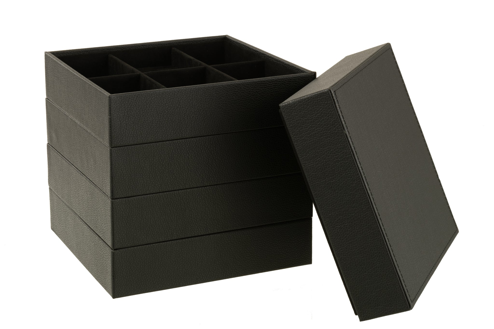 Sieradendoos 4 Delen Nep Leer Zwart