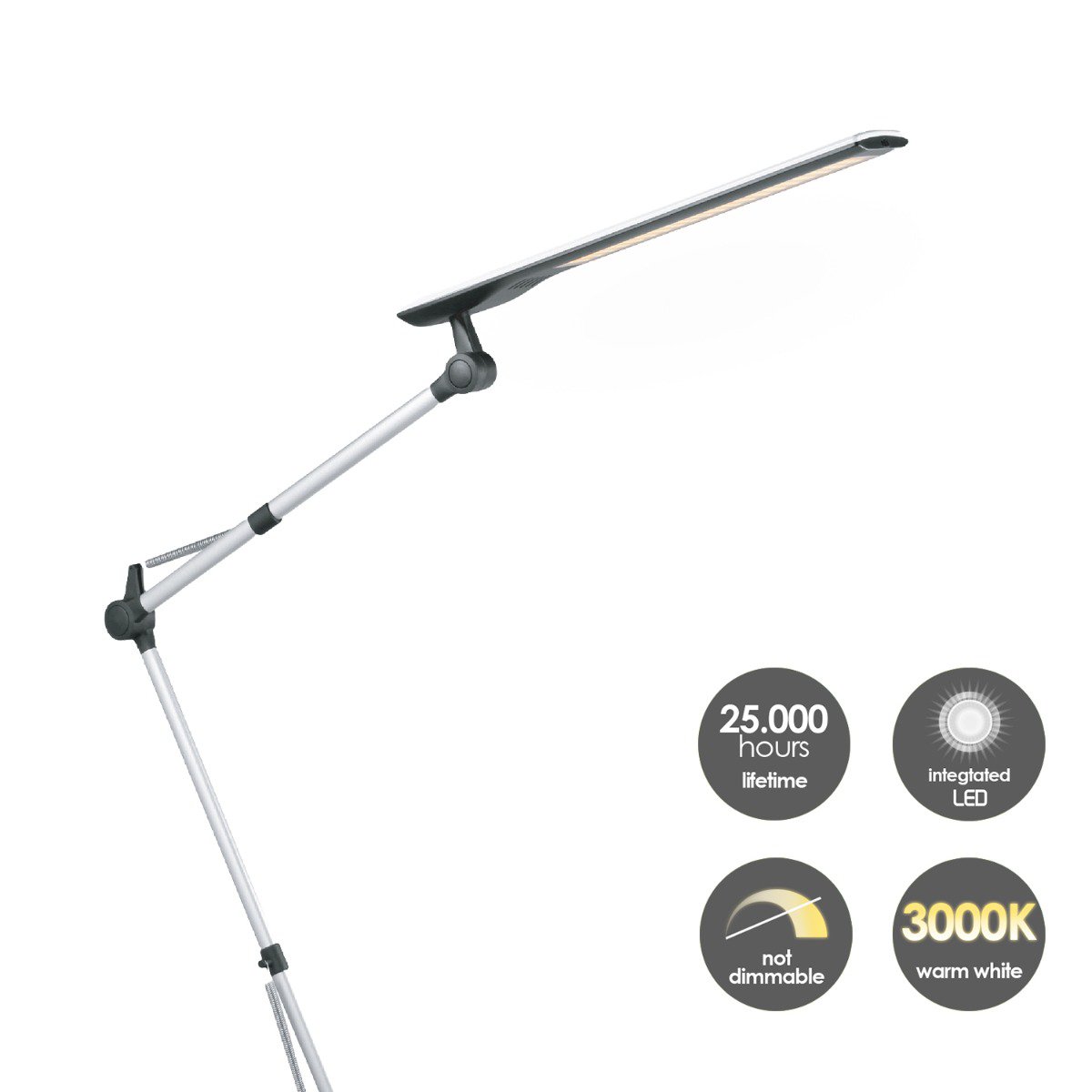 Pro Led Bureaulamp 4W Zilver - Zwart - Verstelbare