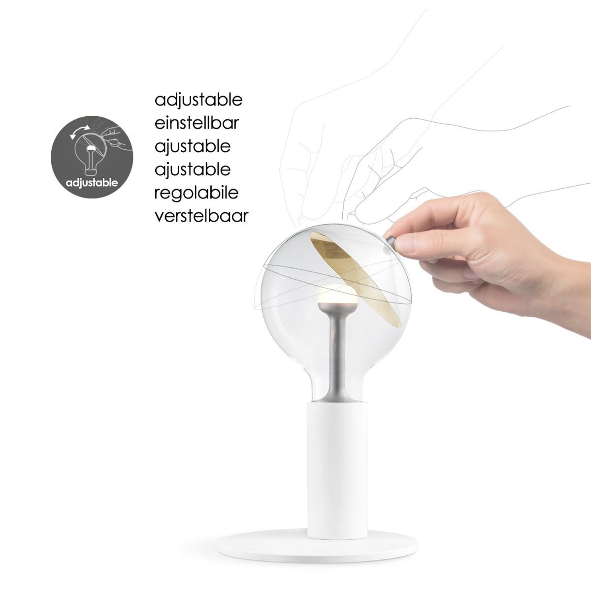 Tafellamp Move Me Side Cone 5.5W 2700K Wit-zilver-goud