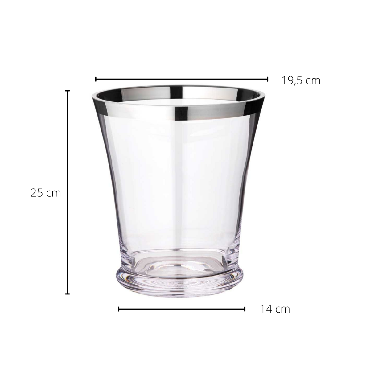 Flessenkoeler Reuben, mondgeblazen kristalglas met platina rand, hoogte 22 cm, diameter 20 cm