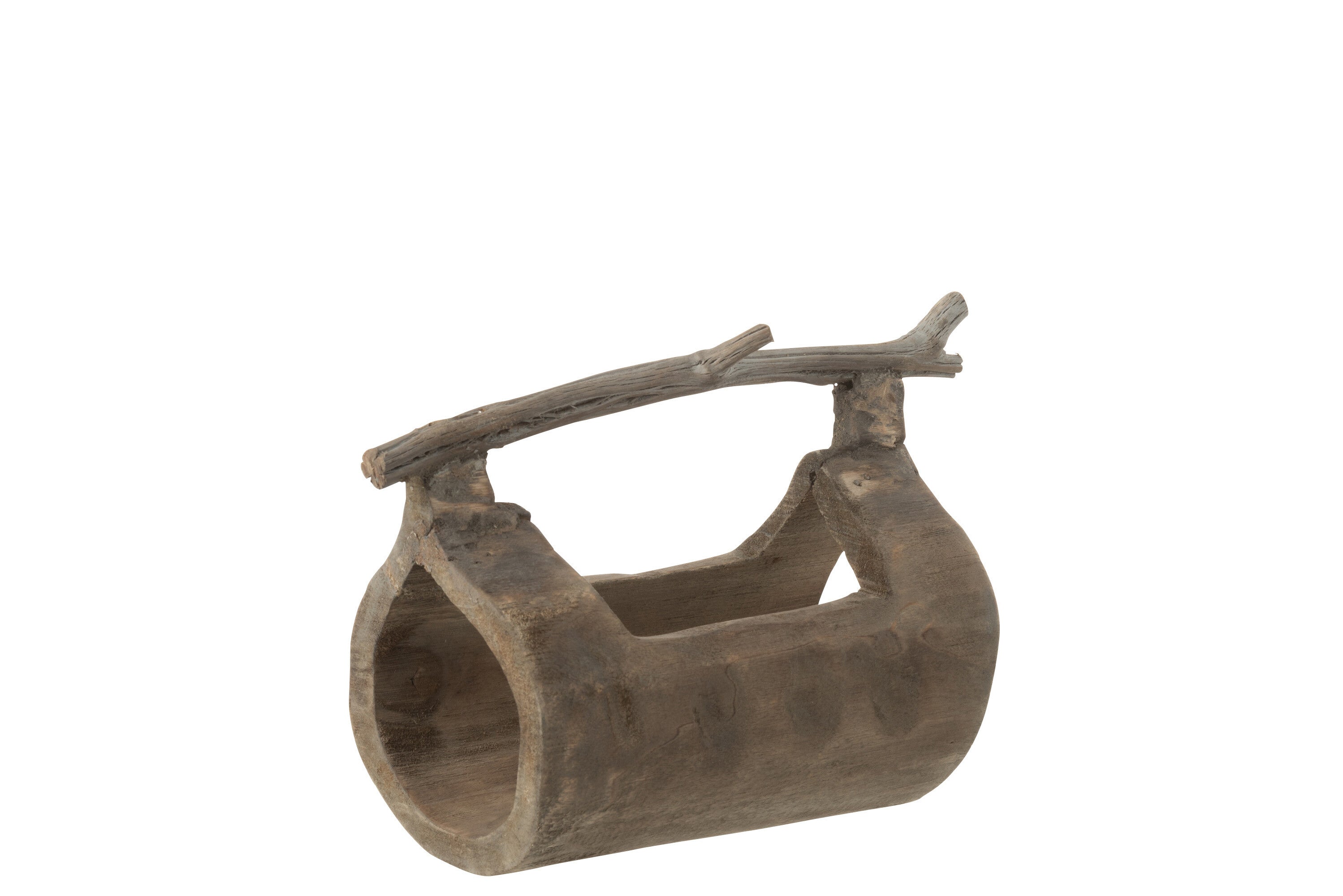 J-Line Decoratie Stam Met Handvat Hout Naturel Small