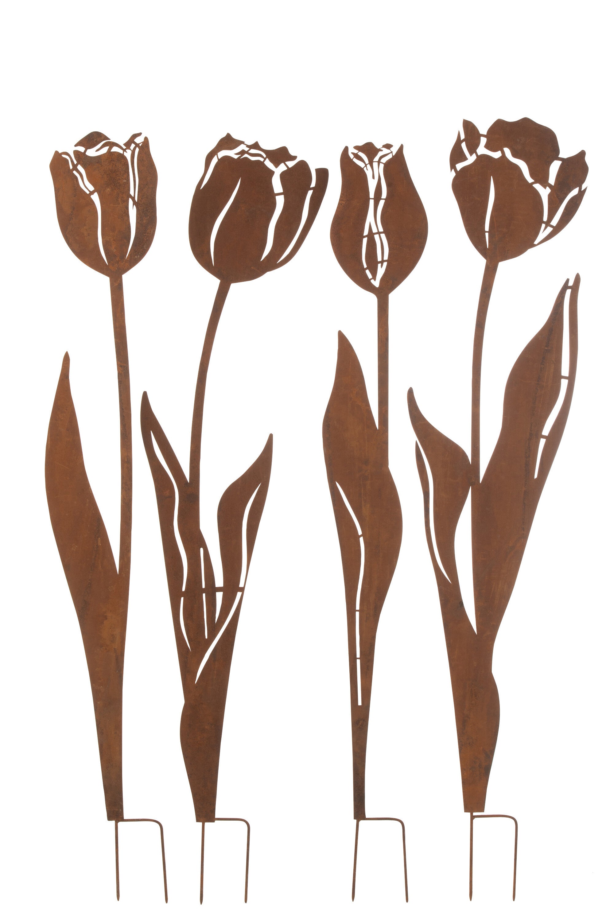 Decoratie Tuin Bloemen IJzer Roest Groot Assortiment Van 4