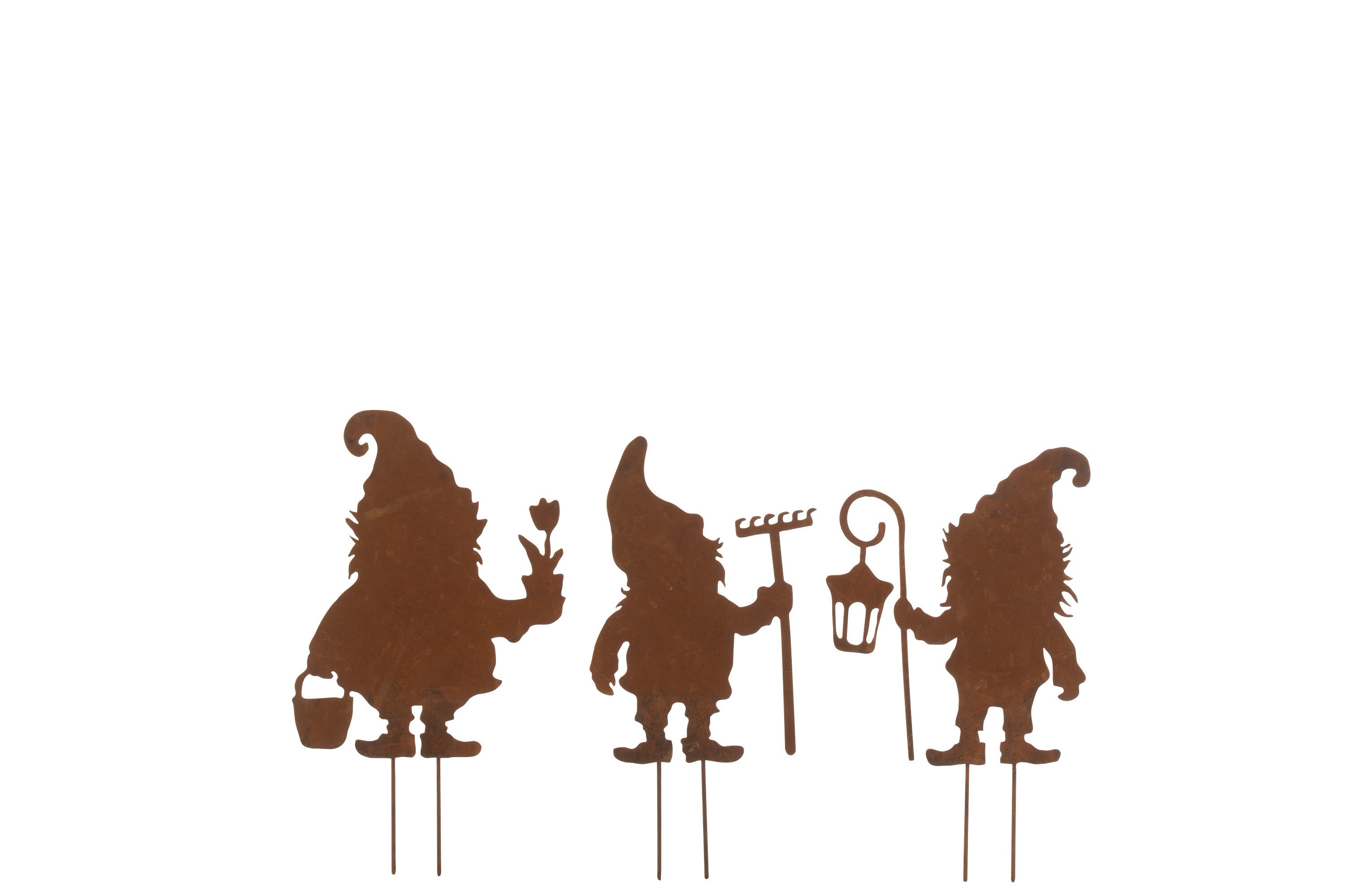 Decoratie Tuinkabouter IJzer Roest Klein Assortiment Van 3