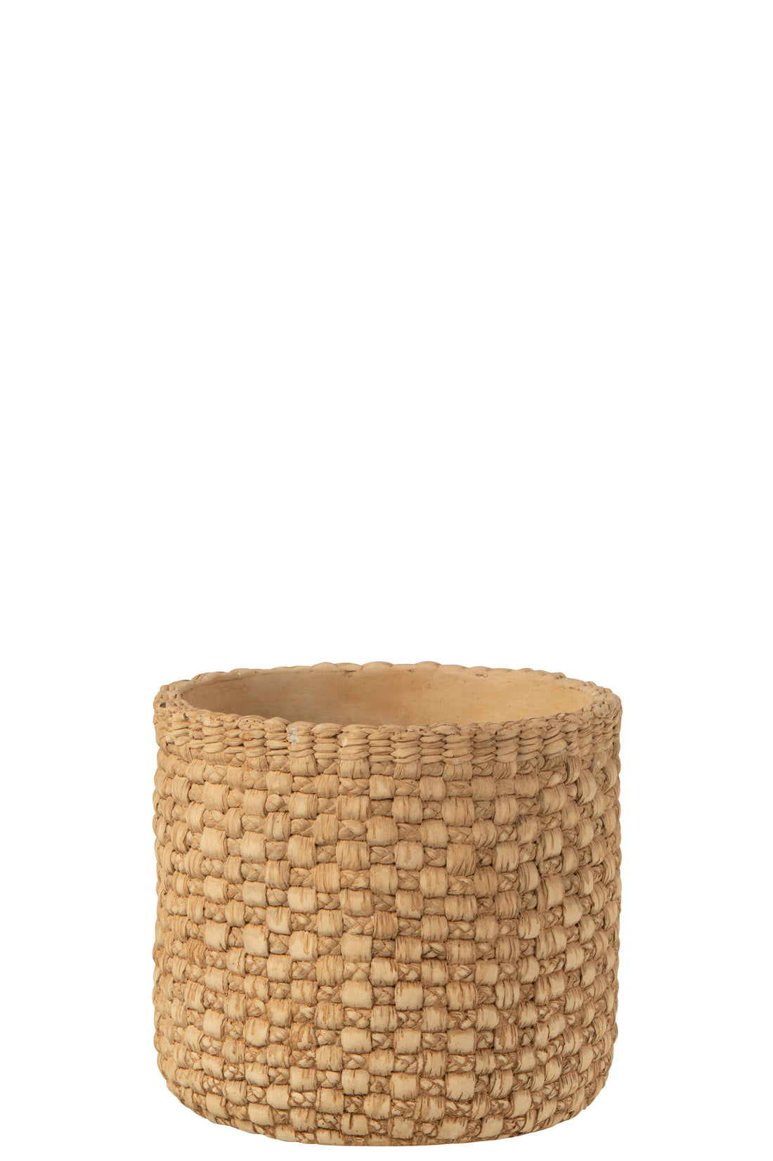 J-Line Bloempot Gewoven - cement - beige - L - ? 18 cm