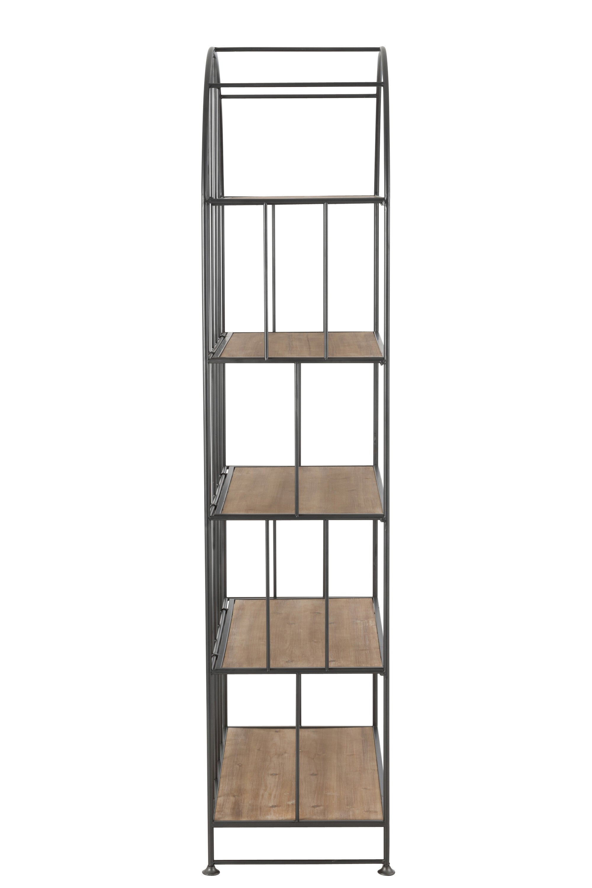 Set van 2 rekken met ronde bovenkant van metaal/hout bruin