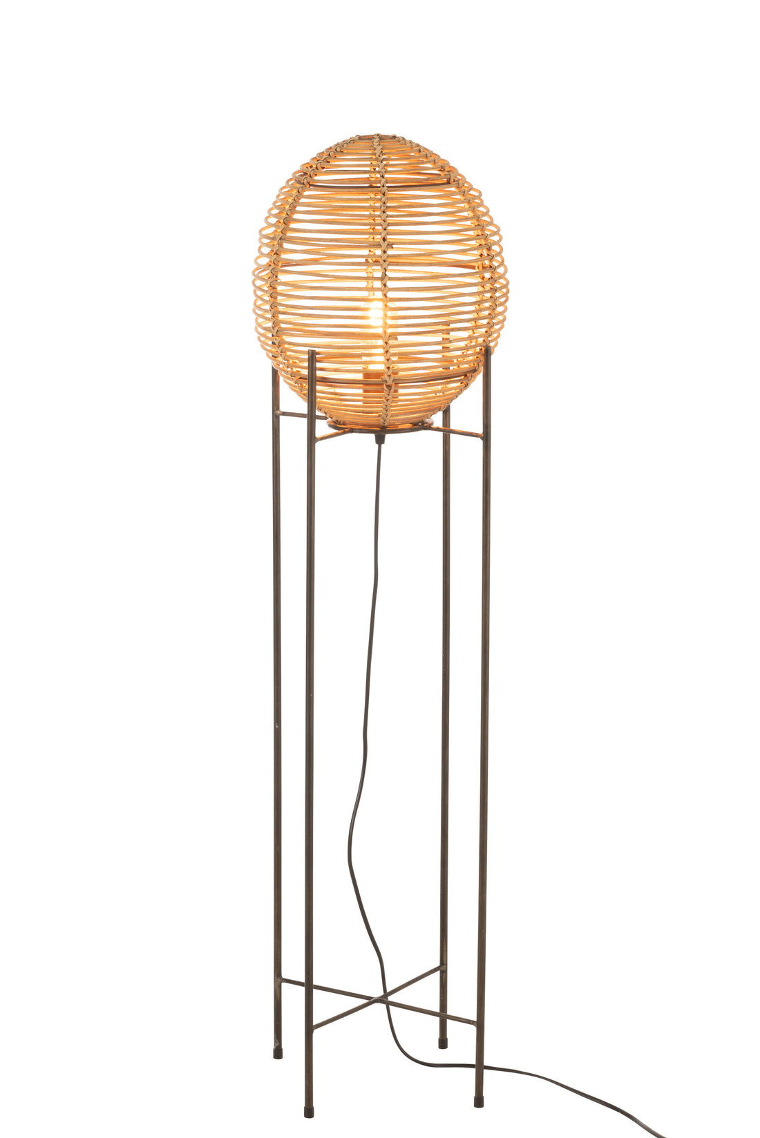 J-Line Staanlamp Op Frame Metaal/Rattan Naturel