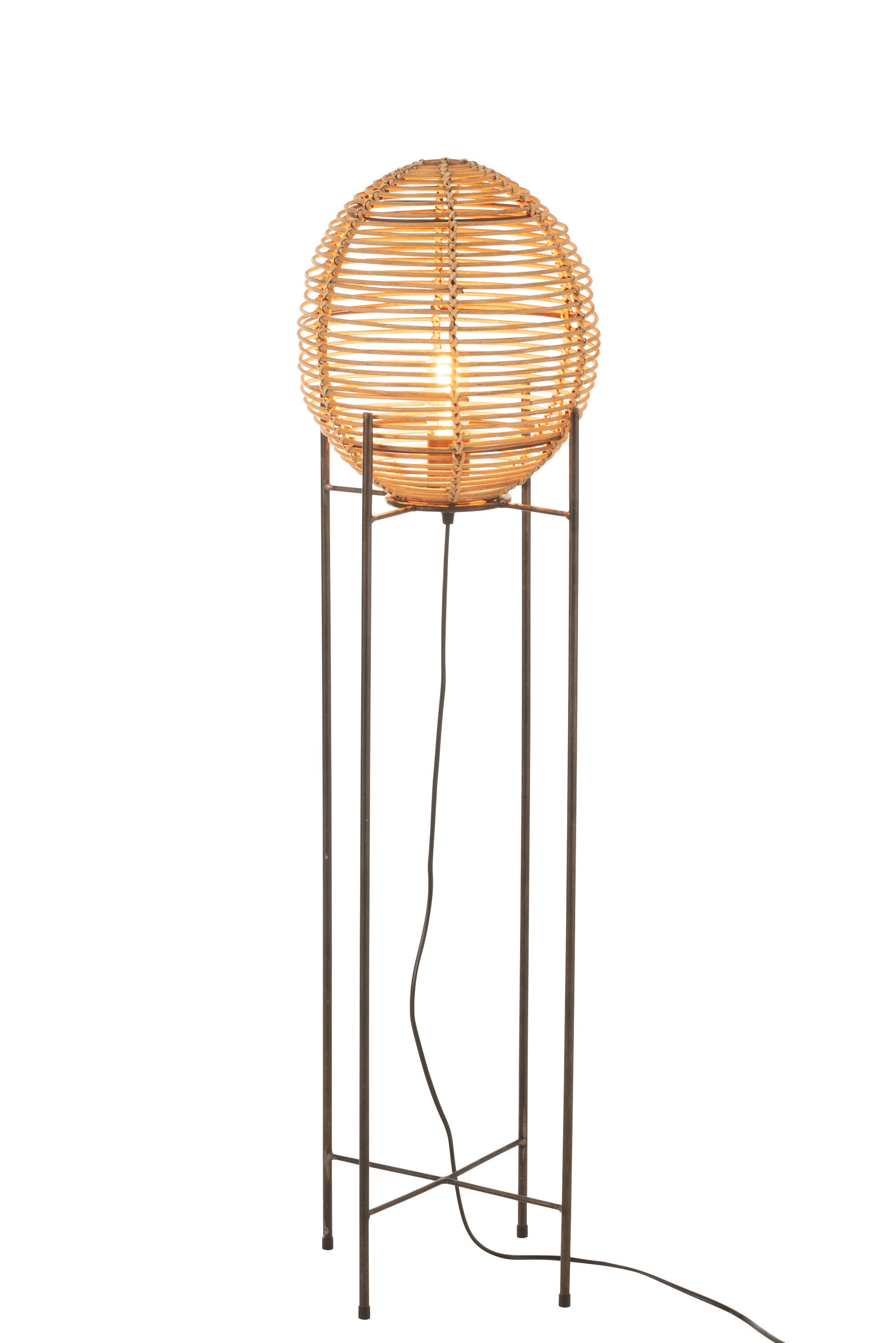 J-Line Staanlamp Op Frame Metaal/Rattan Naturel