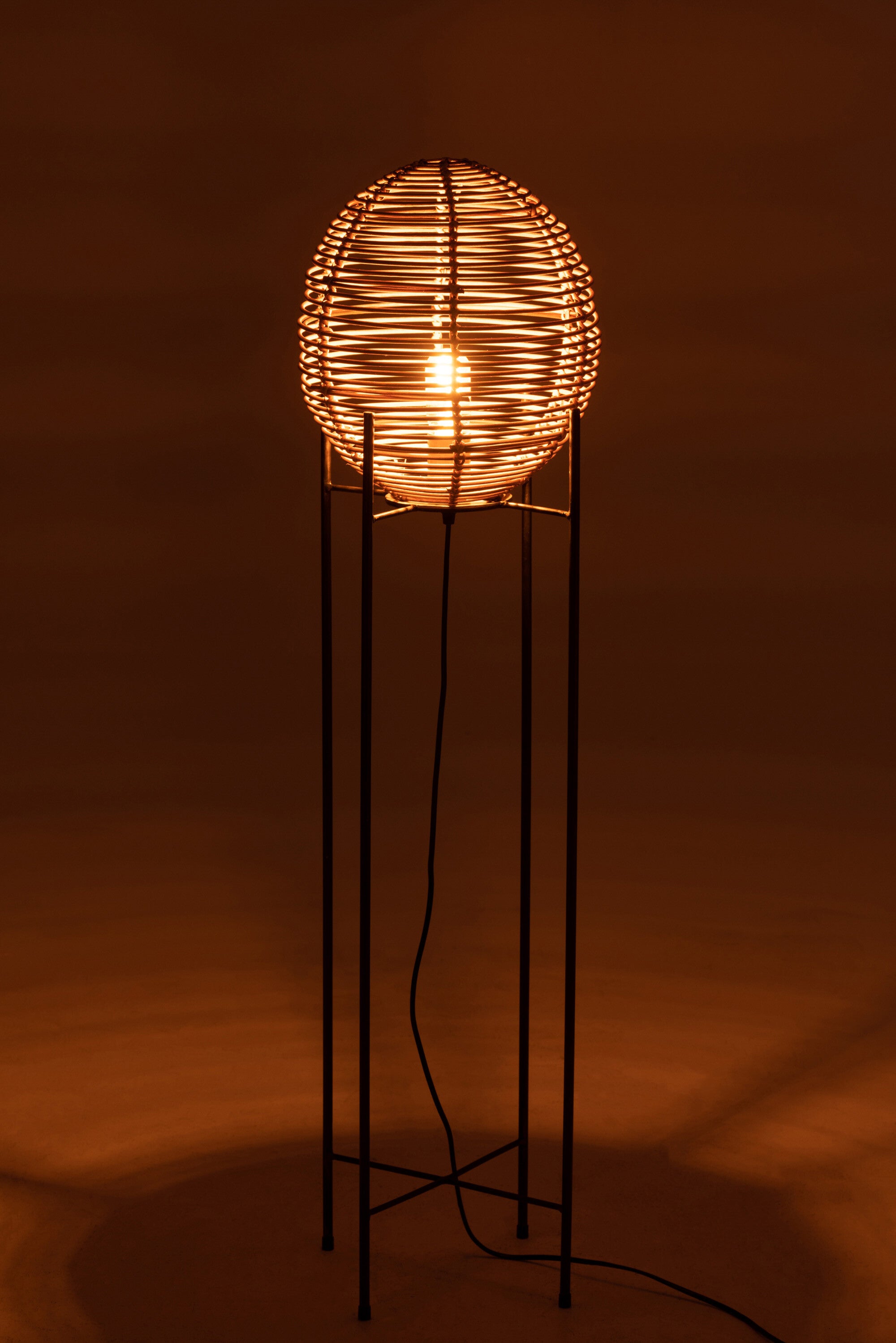 J-Line Staanlamp Op Frame Metaal/Rattan Naturel
