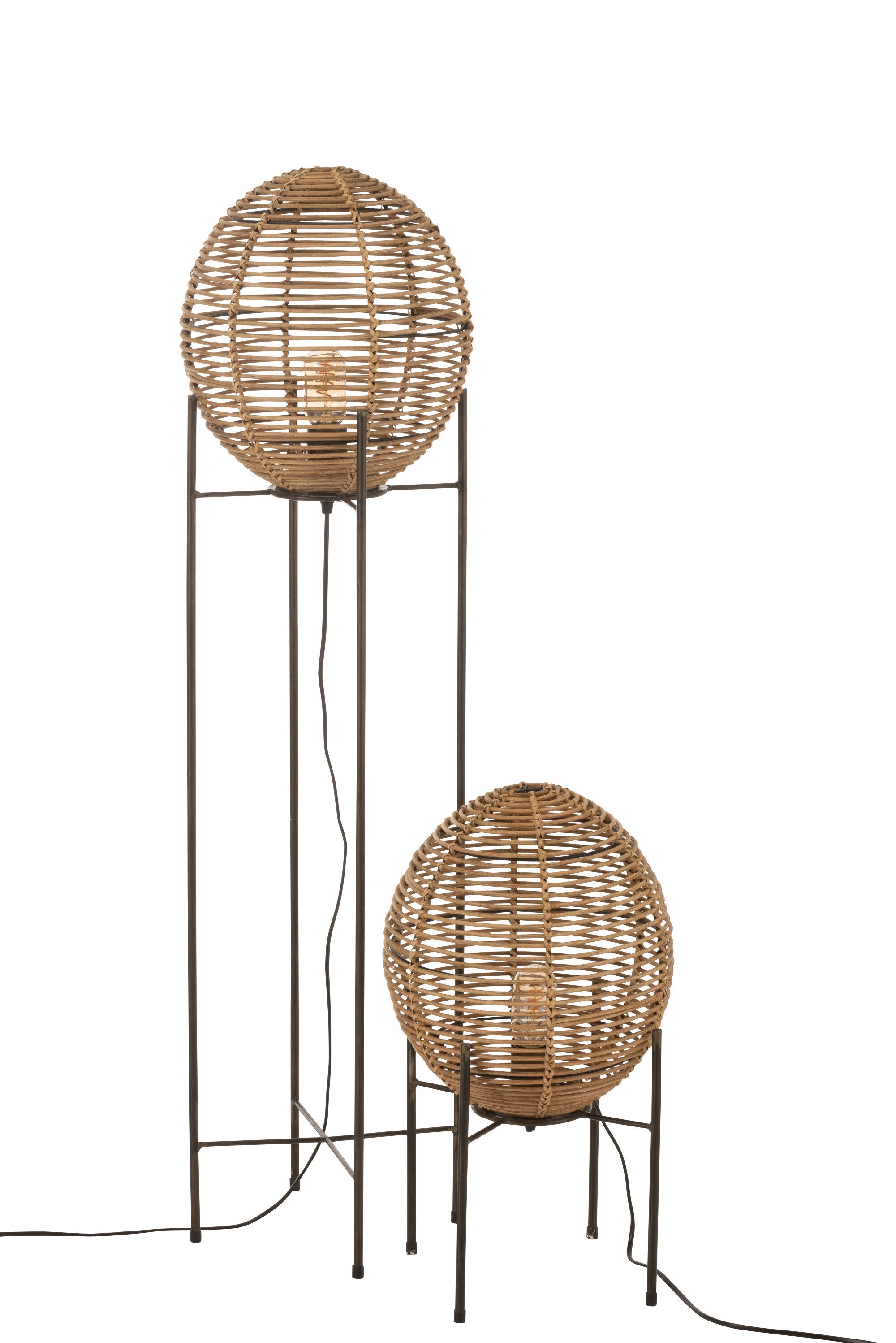 J-Line Staanlamp Op Frame Metaal/Rattan Naturel