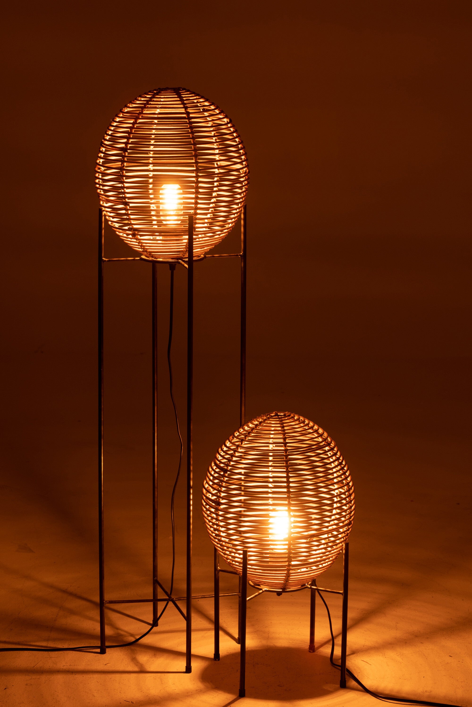 J-Line Staanlamp Op Frame Metaal/Rattan Naturel
