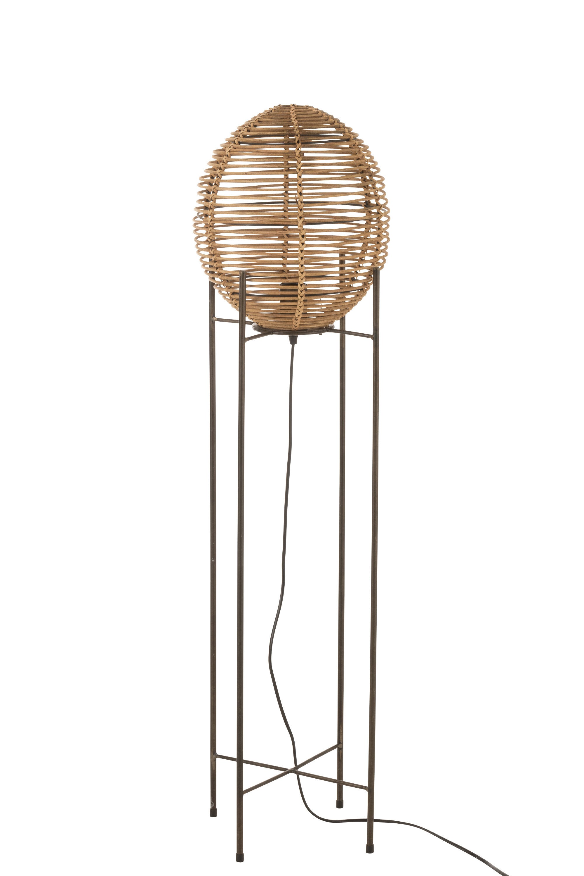 J-Line Staanlamp Op Frame Metaal/Rattan Naturel