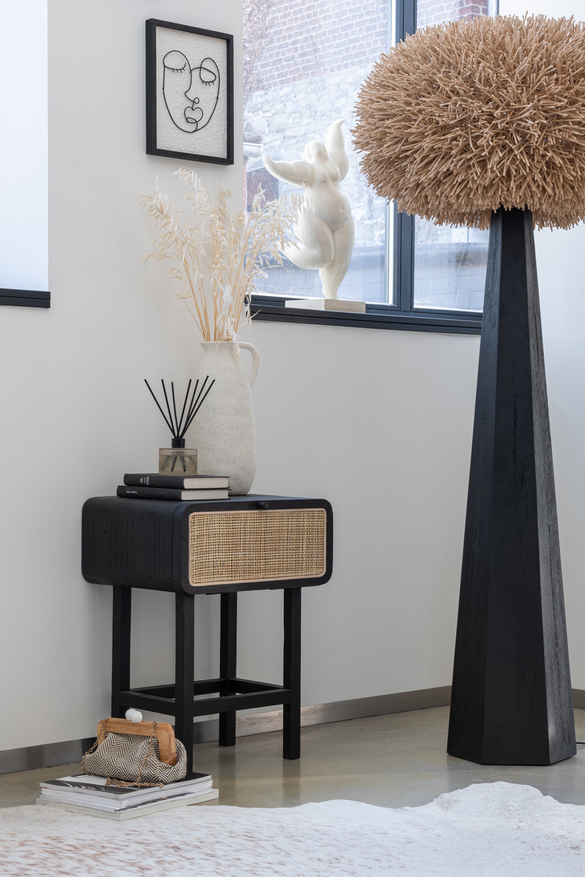 J-Line Lampvoet Octogonaal Loofhout Zwart