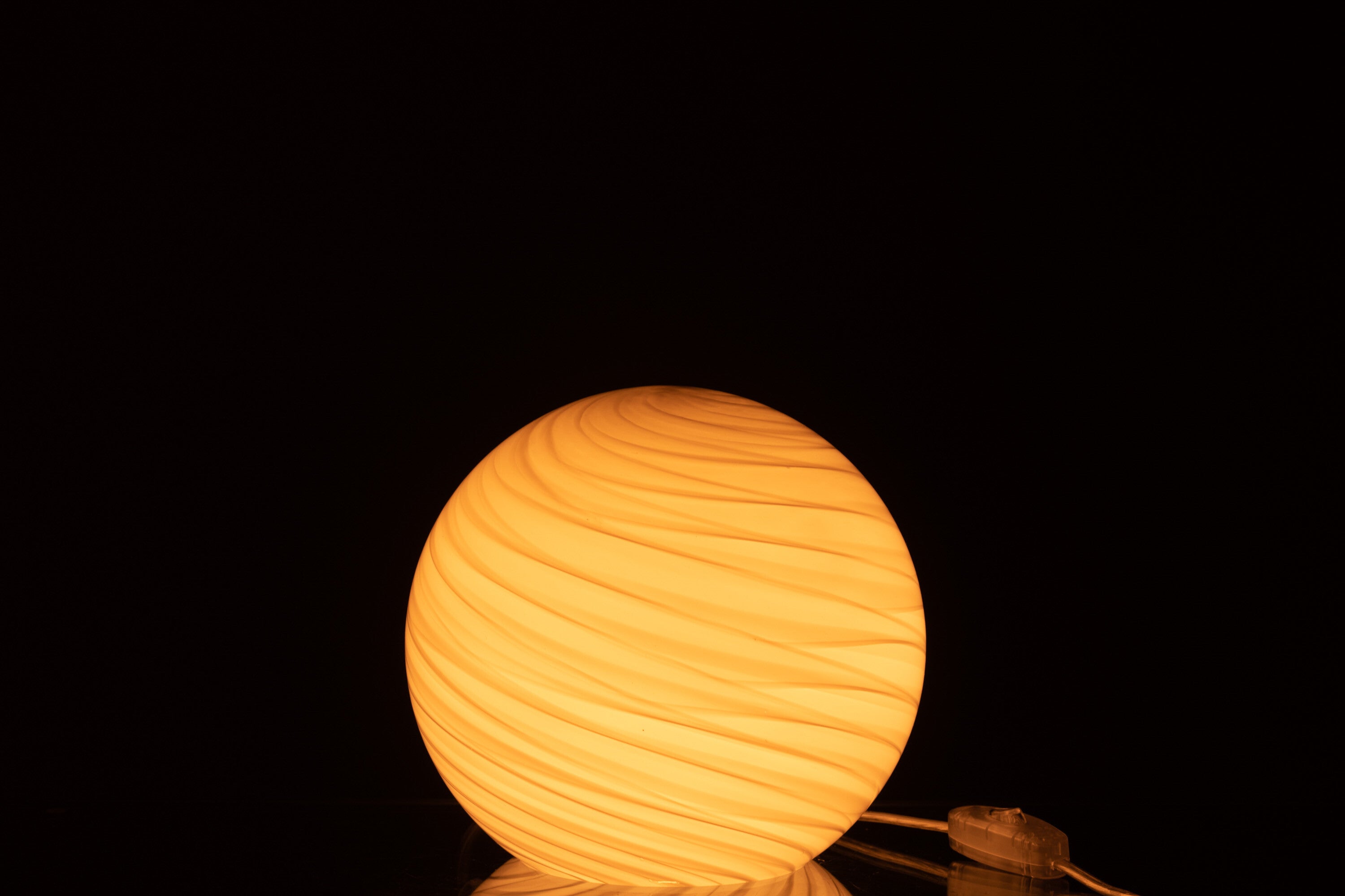 J-Line Lamp Dany Strepen Rond Glas Grijs Small