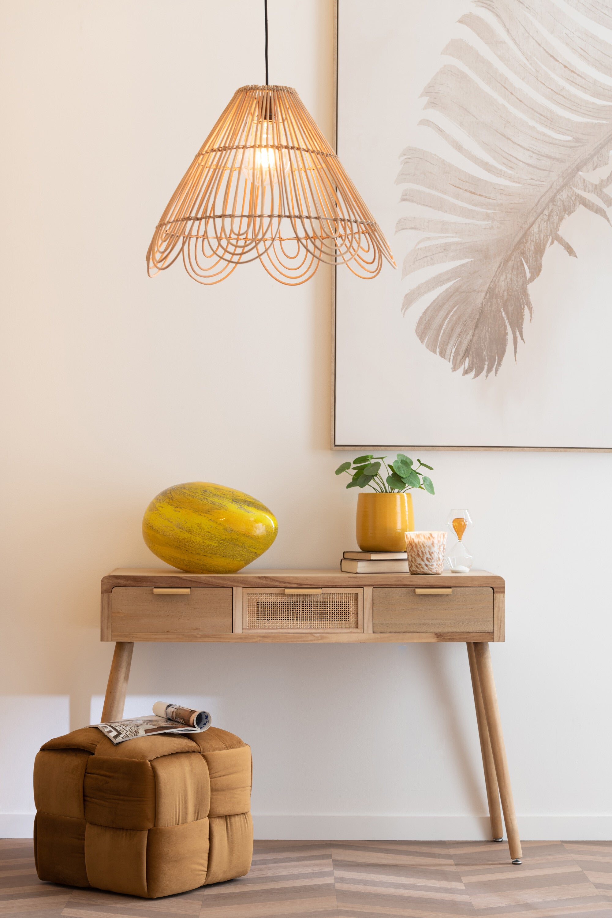 J-Line Lamp Dany Strepen Ovaal Glas Geel
