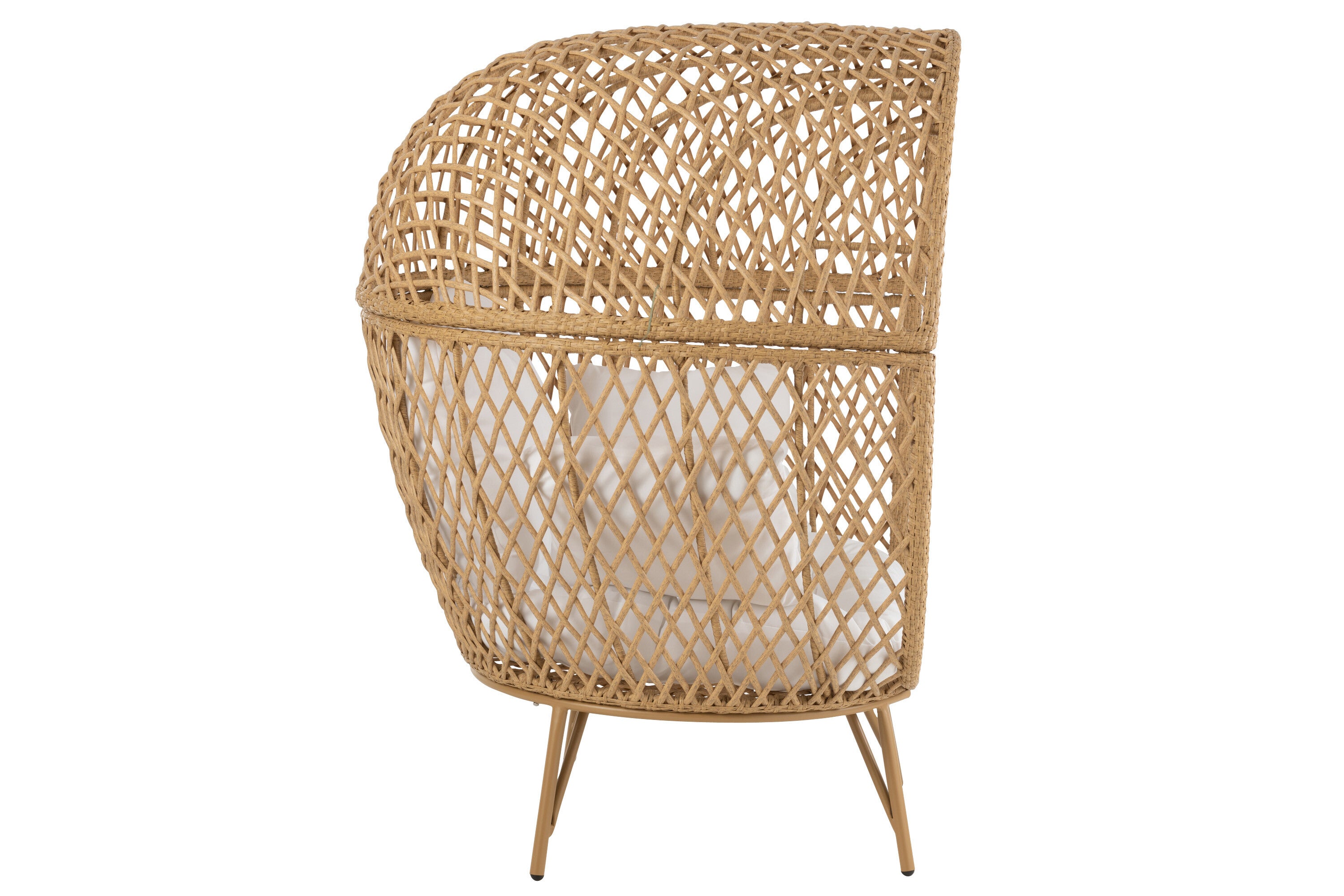 Ligstoel + Kussens Eva Metaal/Riet Beige