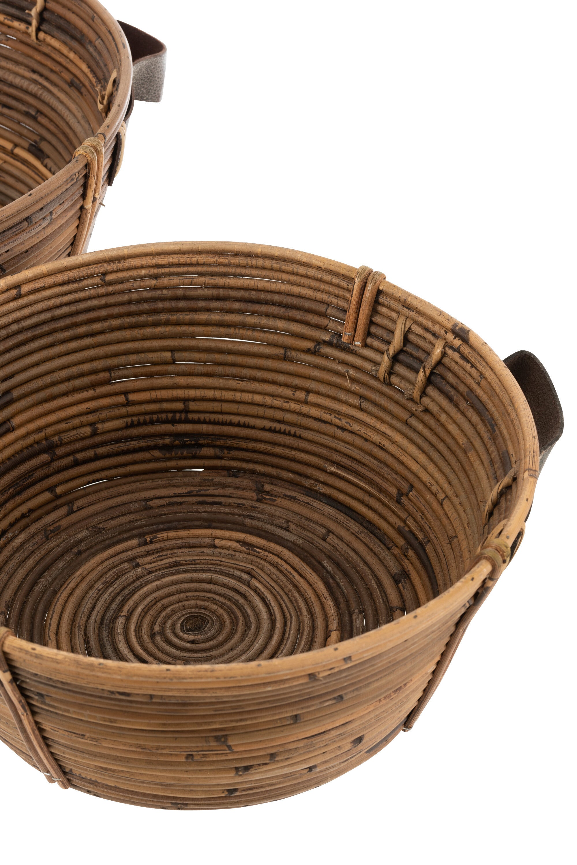 Set van 3 schalen + handvat Rotan Bruin