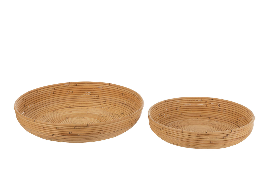 J-Line Set Van 2 Schalen Rotan Naturel