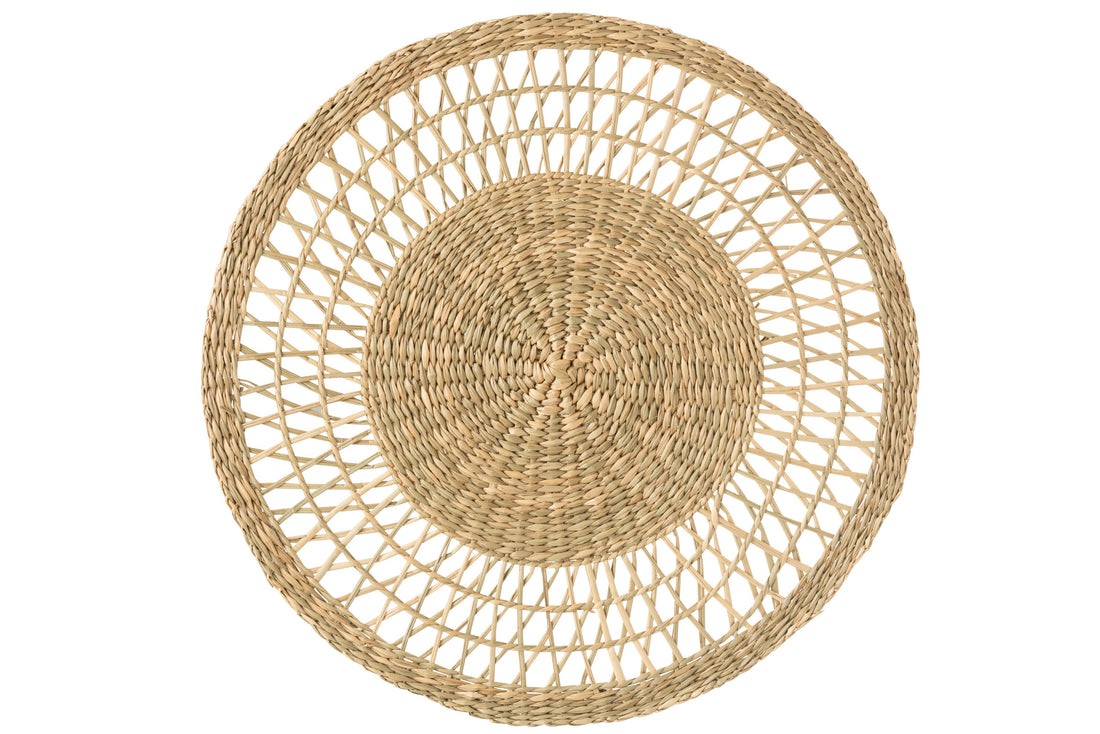 J-Line Rond Zeegras placemat - jute - naturel - 6x