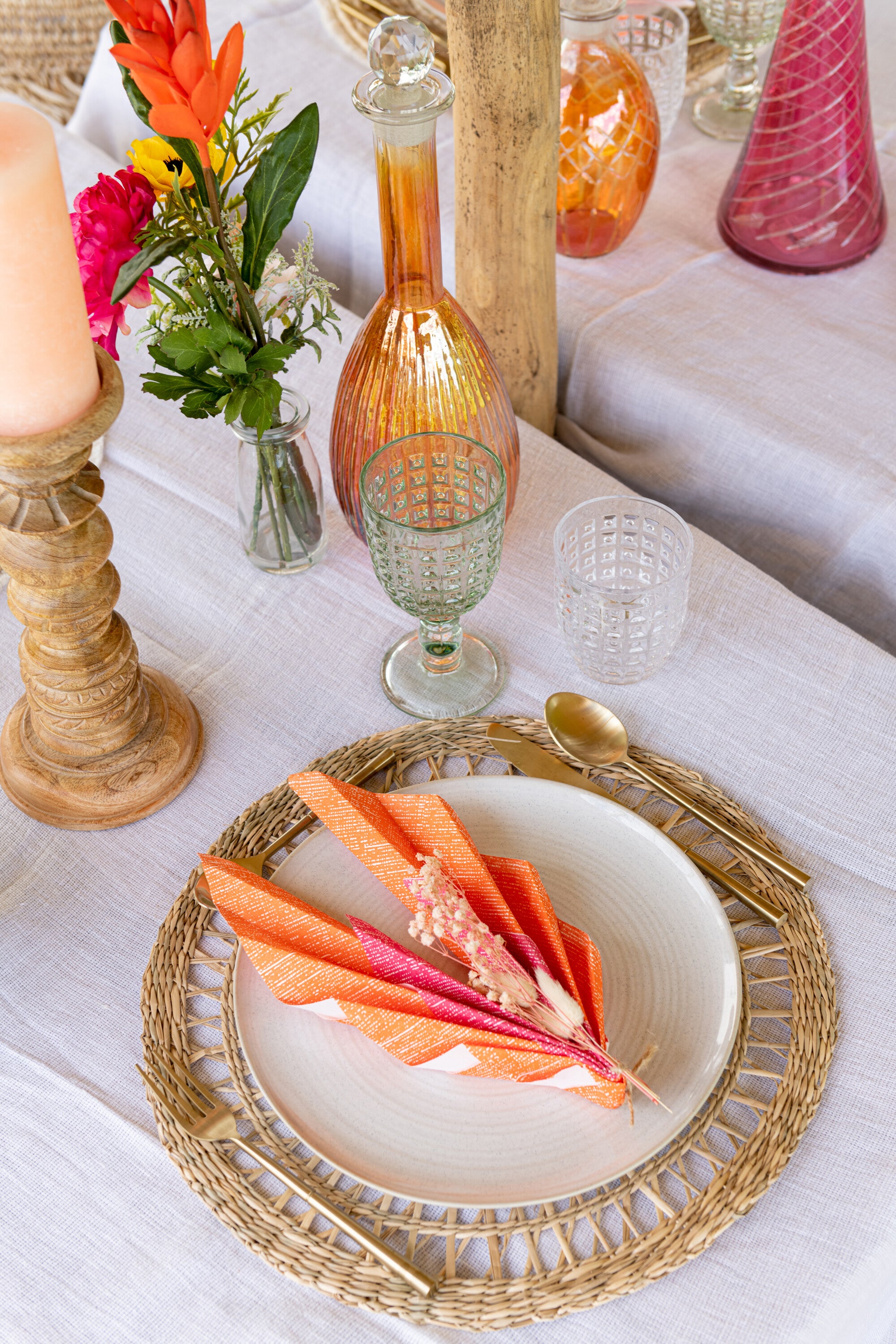 J-Line Rond Zeegras placemat - jute - naturel - 6x