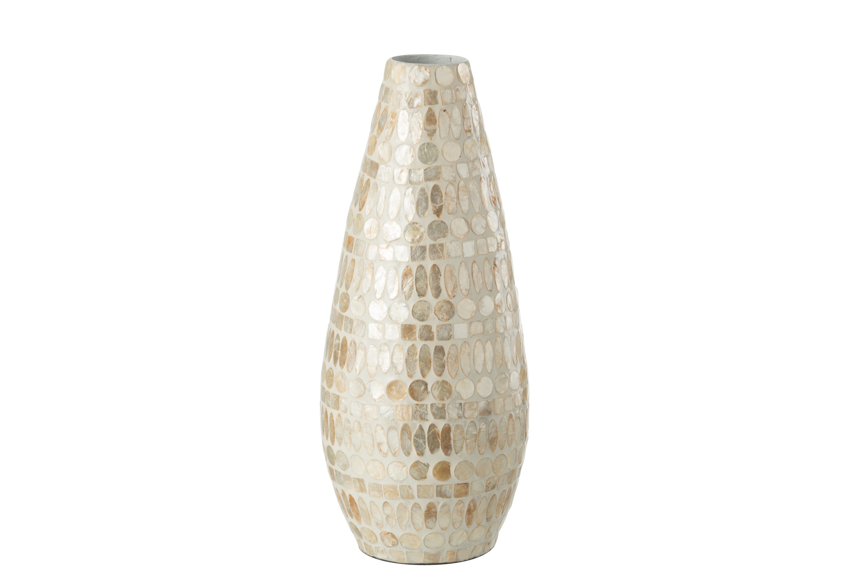 J-Line vaas Betha Parel - bamboe - beige - 47,5 cm hoog