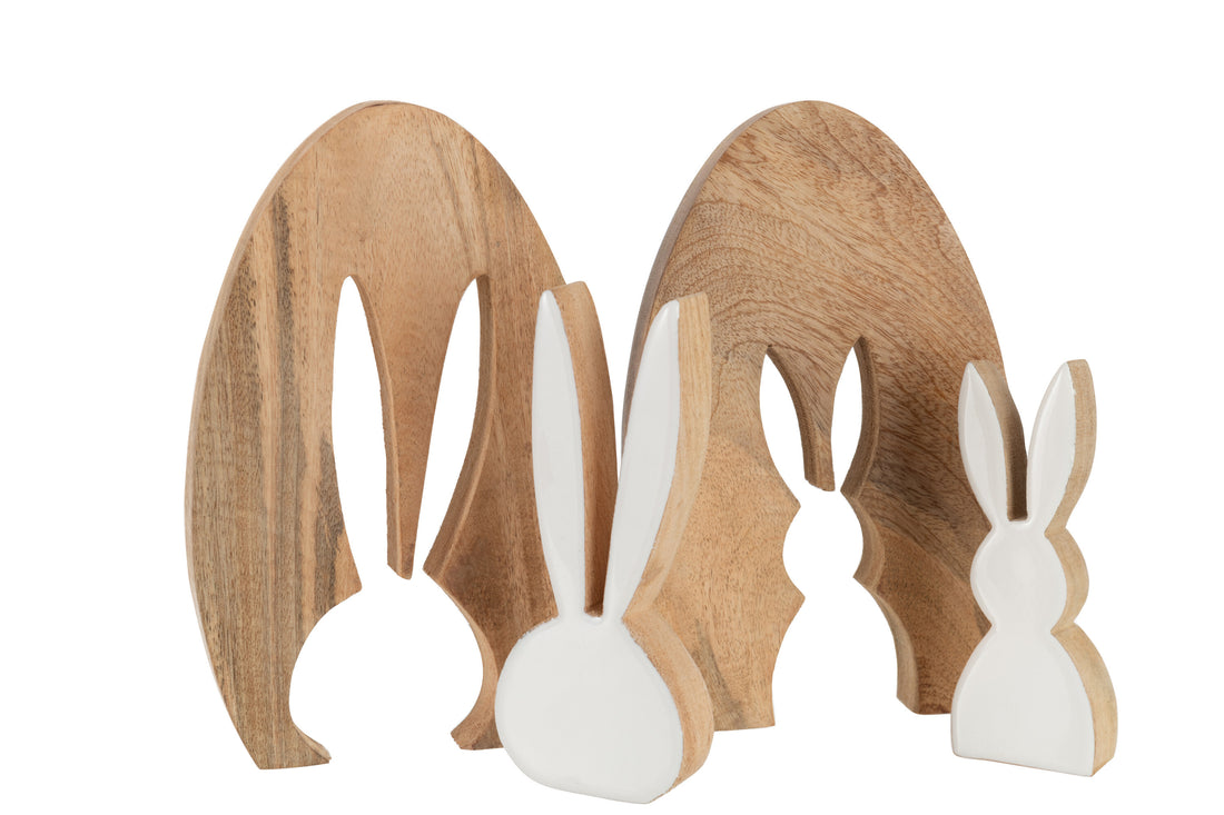 Konijnen Silhouet Puzzel Mangohout Natuur/Wit Groot Assortiment Van 2