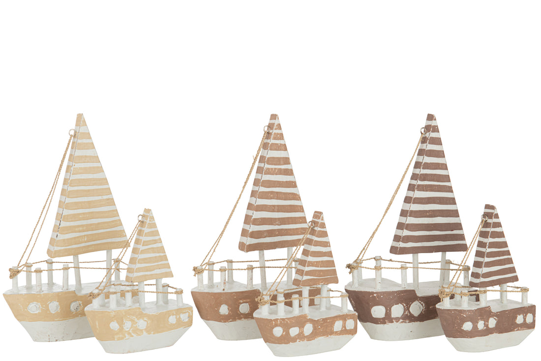 Bootdecoratie Albasia hout Bruin/Wit Groot Assortiment Van 3