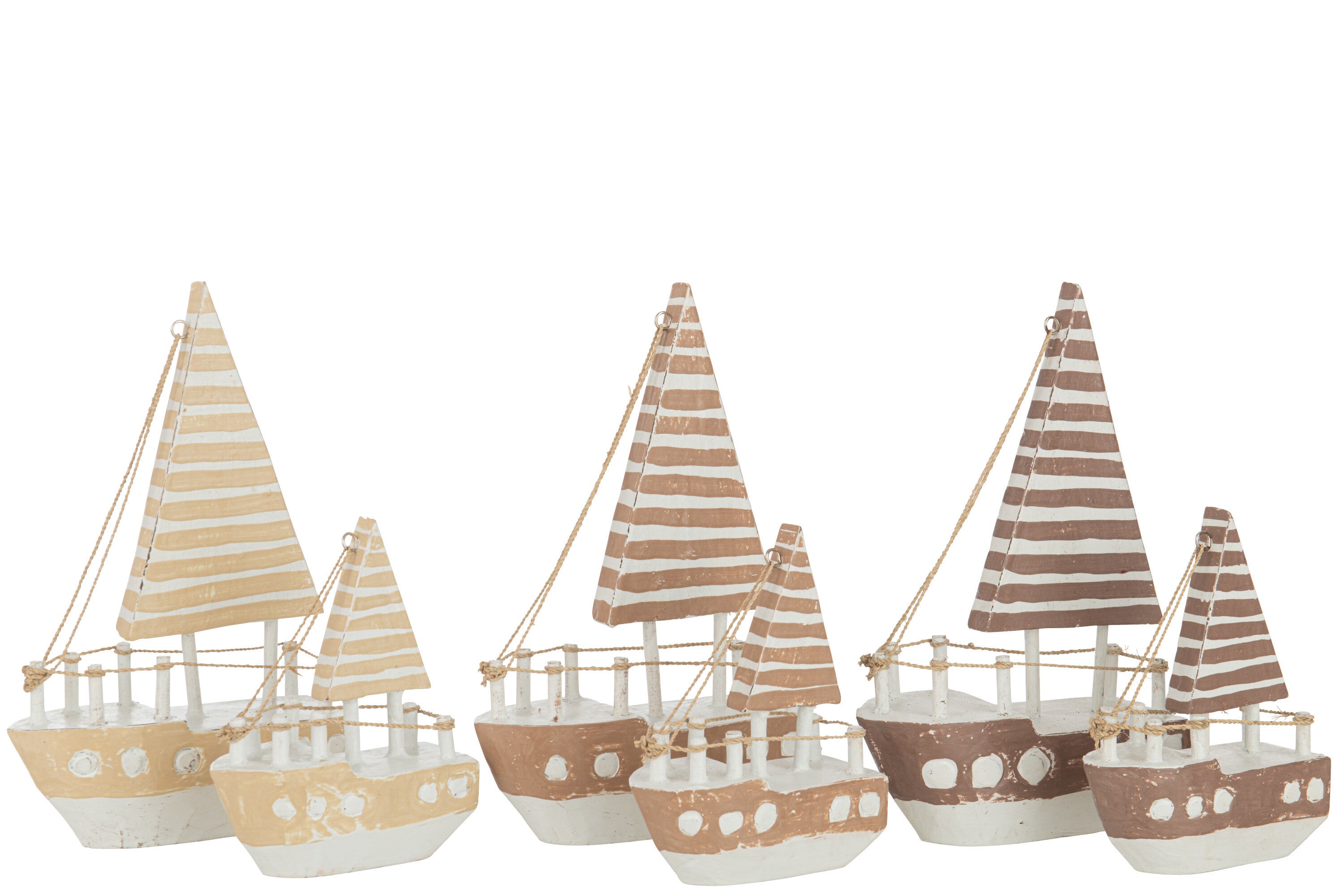 Bootdecoratie Albasia hout Bruin/Wit Groot Assortiment Van 3