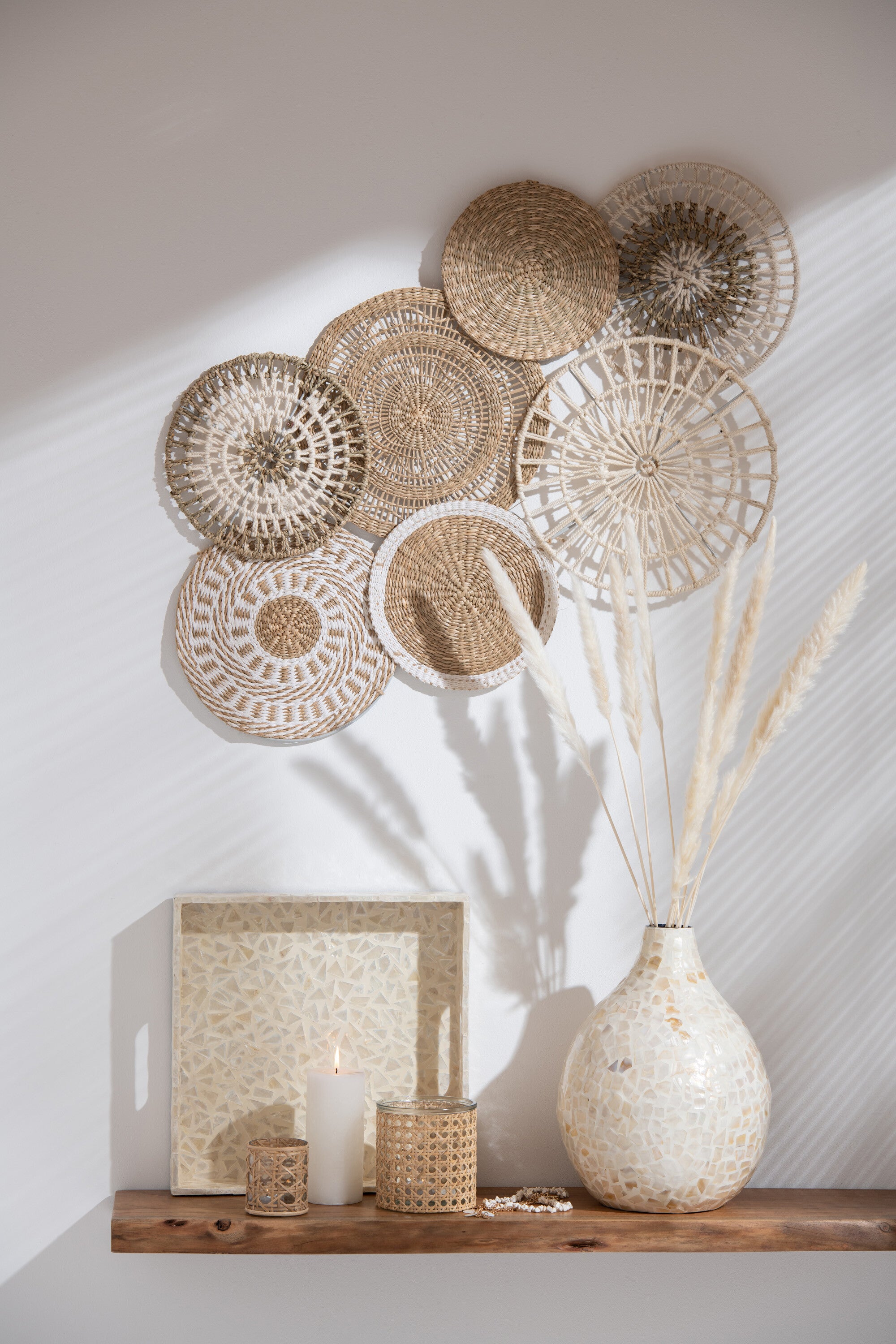 J-Line Theelichthouder Rotan Glas Transparent Large