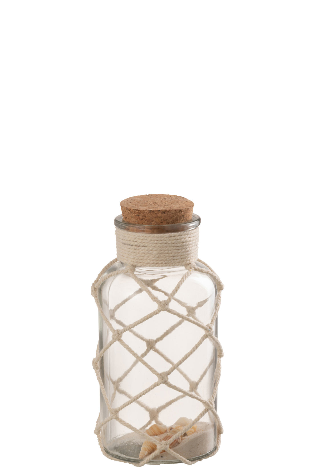 J-Line Decoratie Vaas Sand Schelpen Glas Transparent Medium