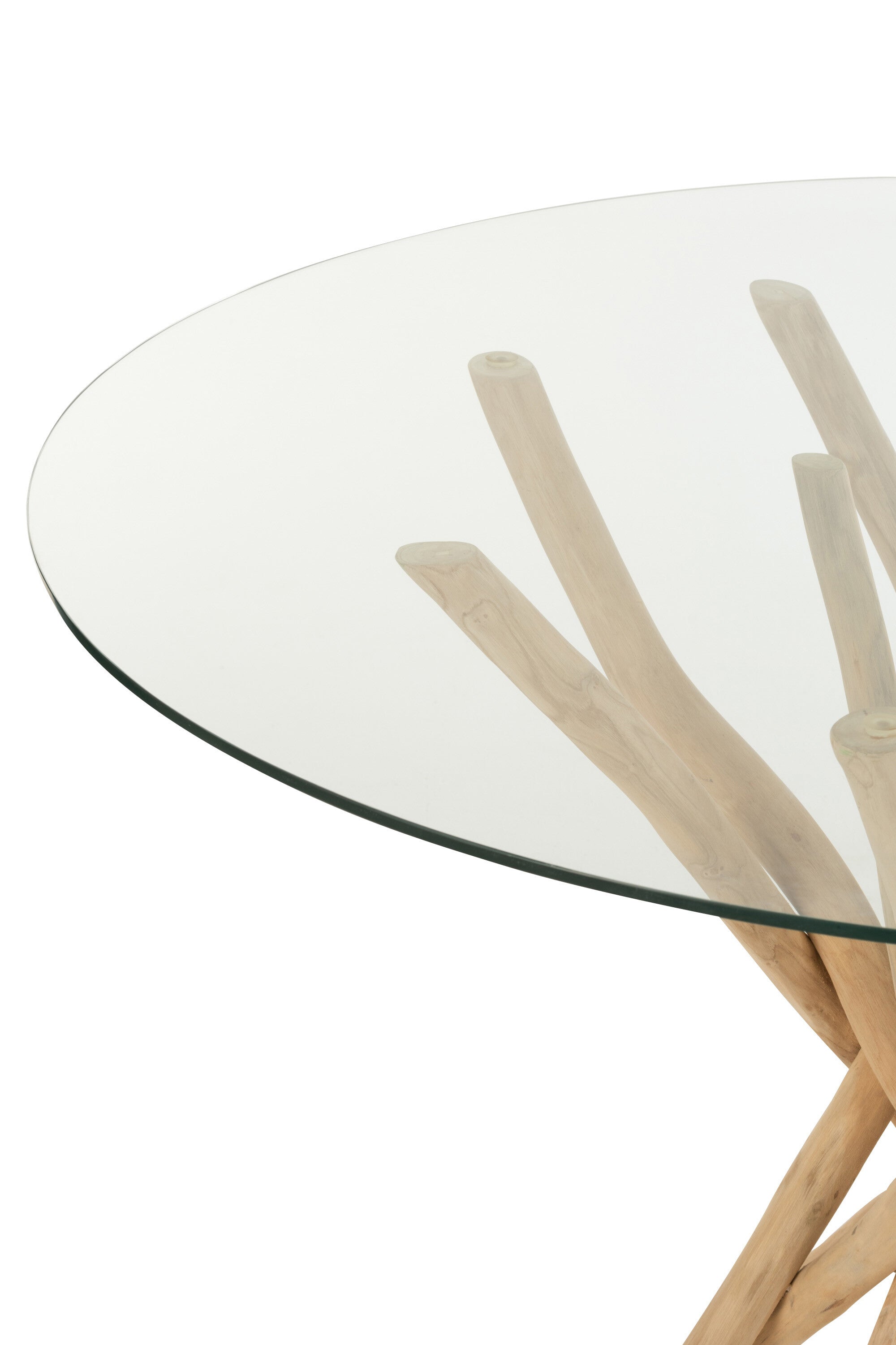 Eettafel Branches Rond Teakhout Natuurlijk/Glas