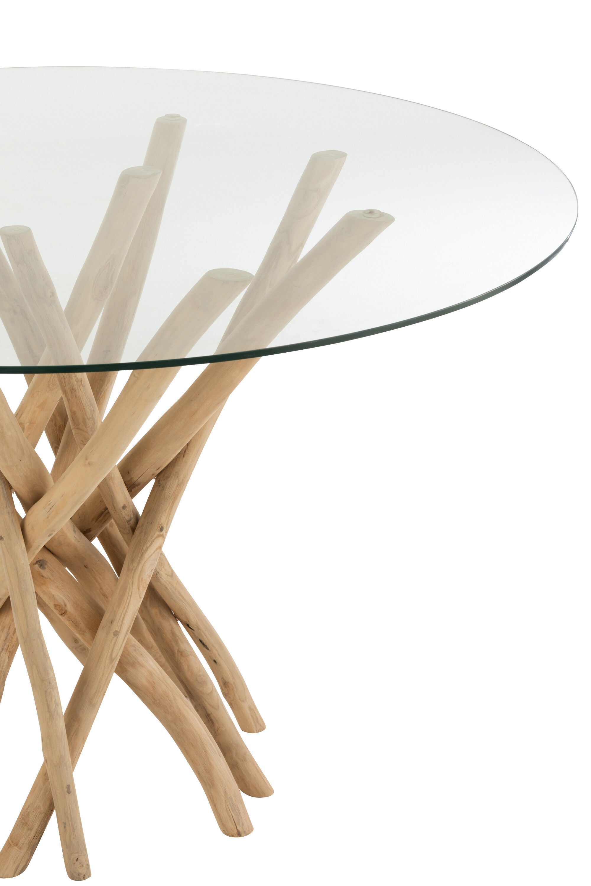 Eettafel Branches Rond Teakhout Natuurlijk/Glas