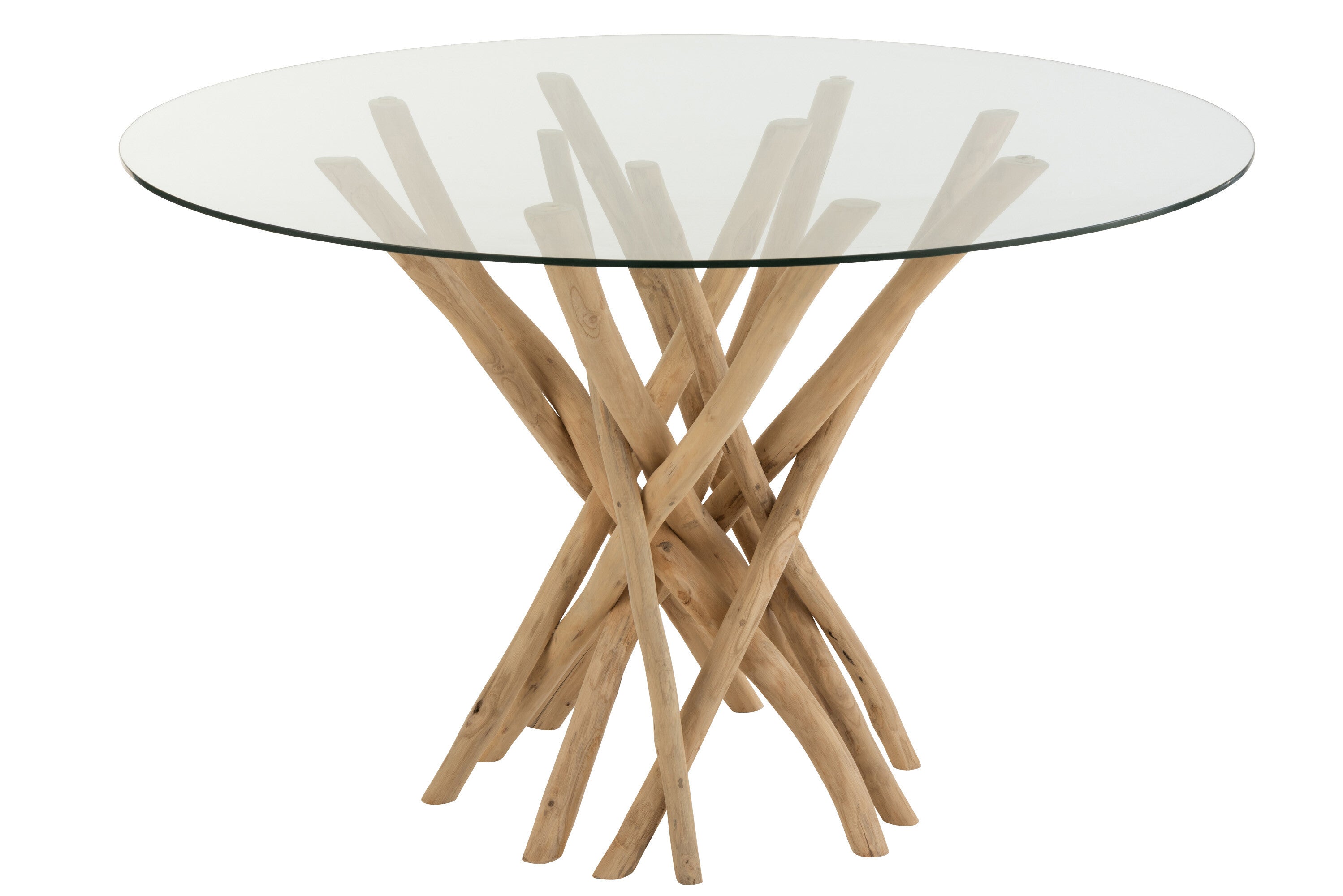 Eettafel Branches Rond Teakhout Natuurlijk/Glas