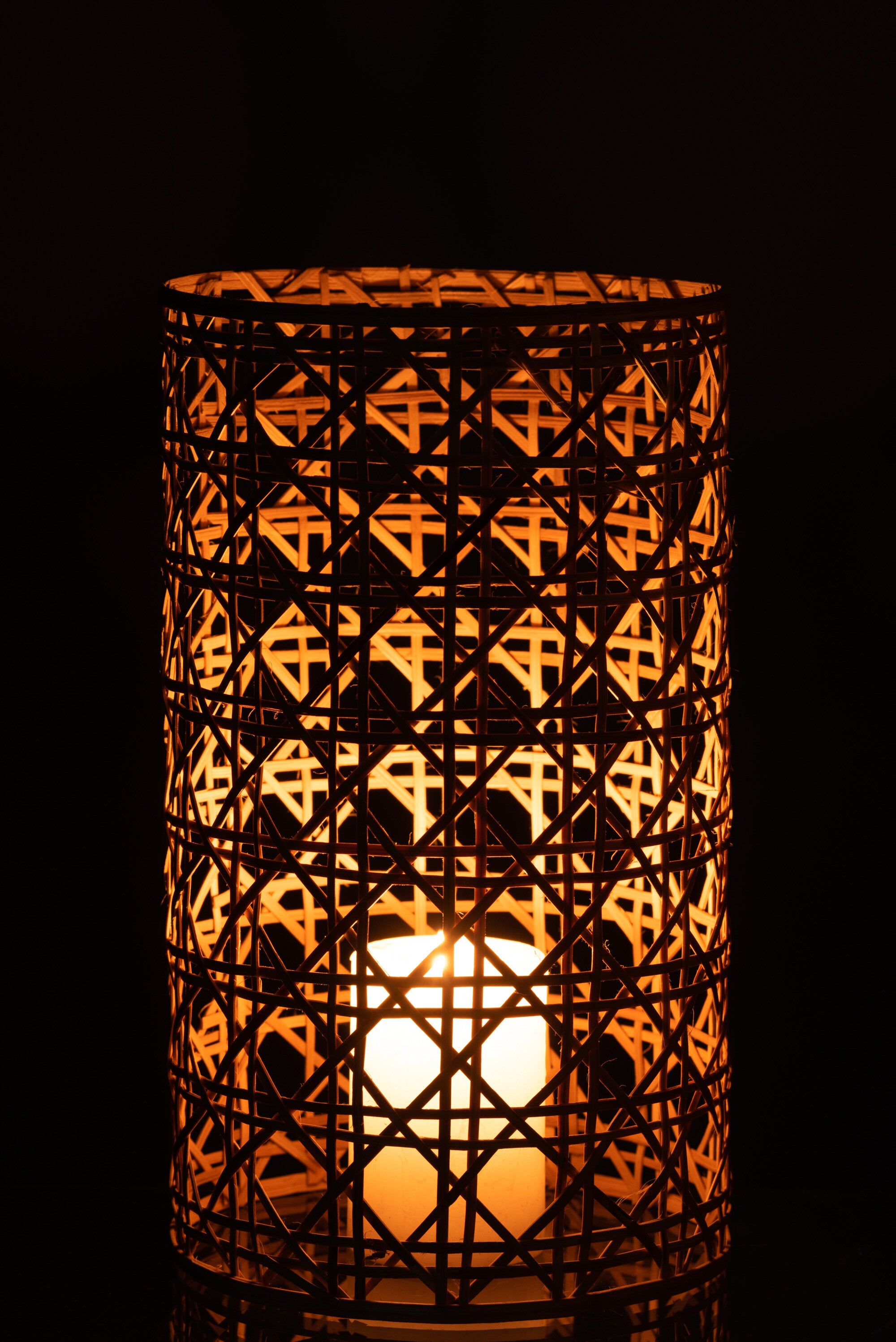 J-Line lantaarn Candice Glas/Riet Naturel Large