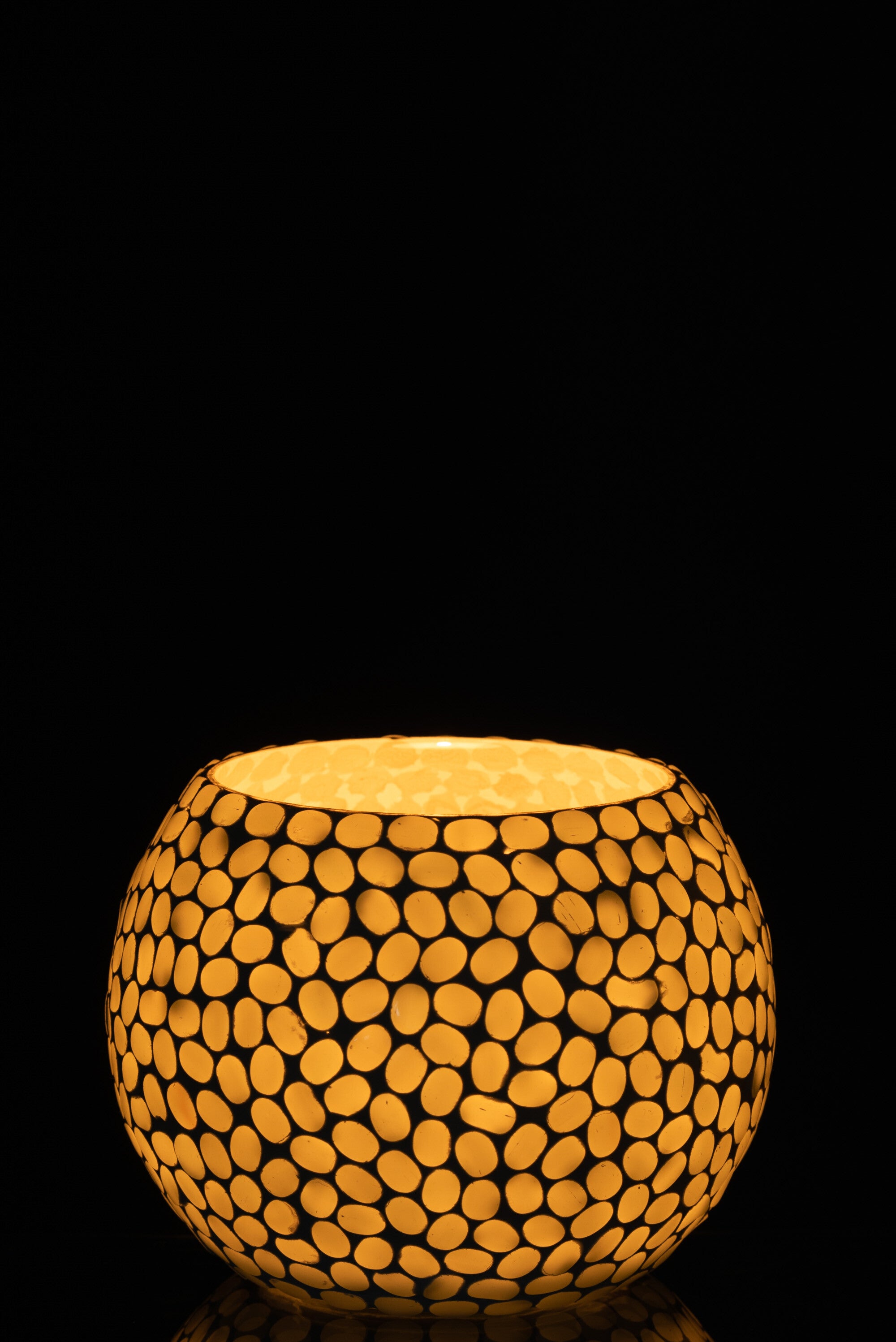 J-Line Theelichthouder Bol Glas Wit/Lichtaqua Large