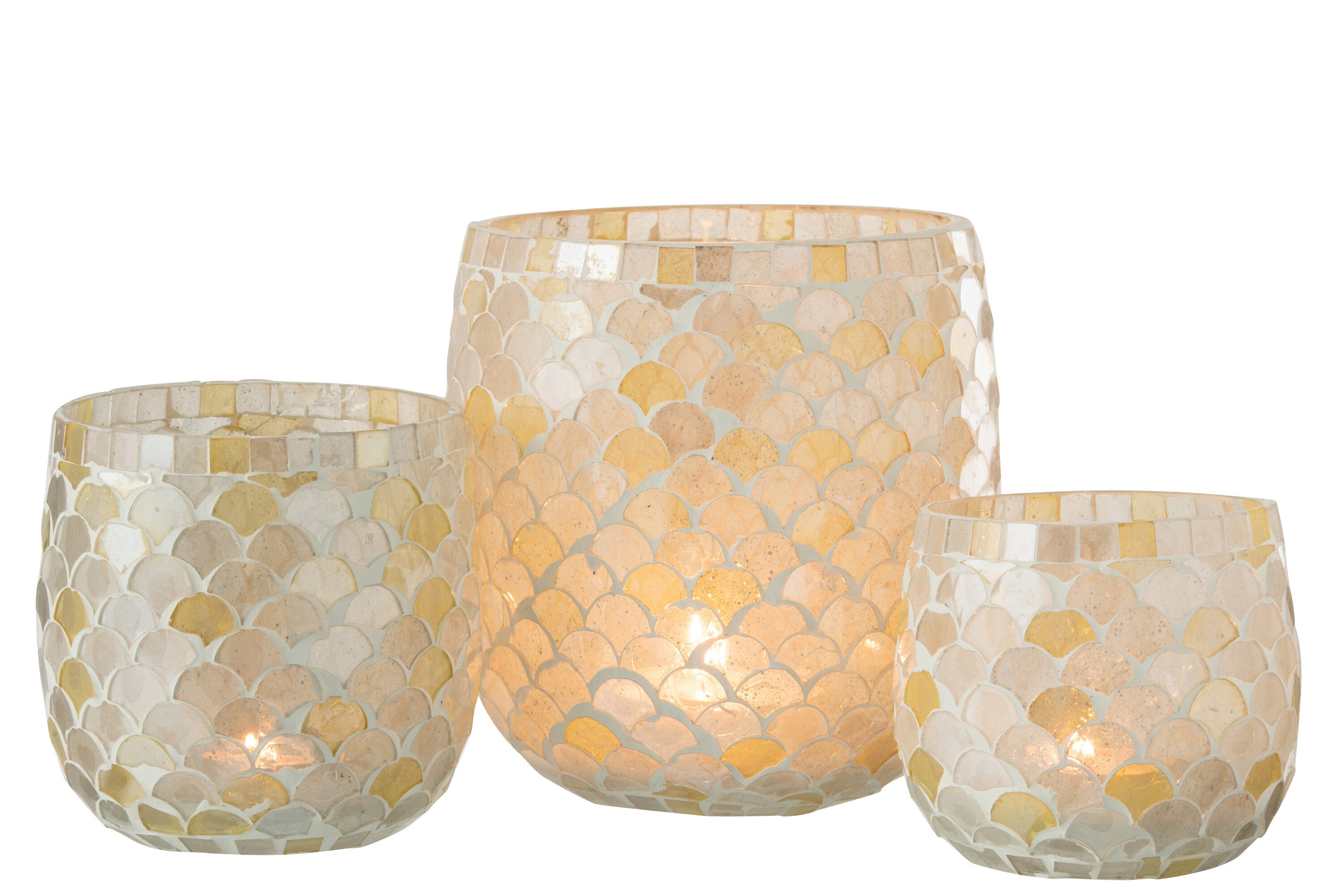 Orkaan Mozaïekglas Wit/Lichtgeel Groot