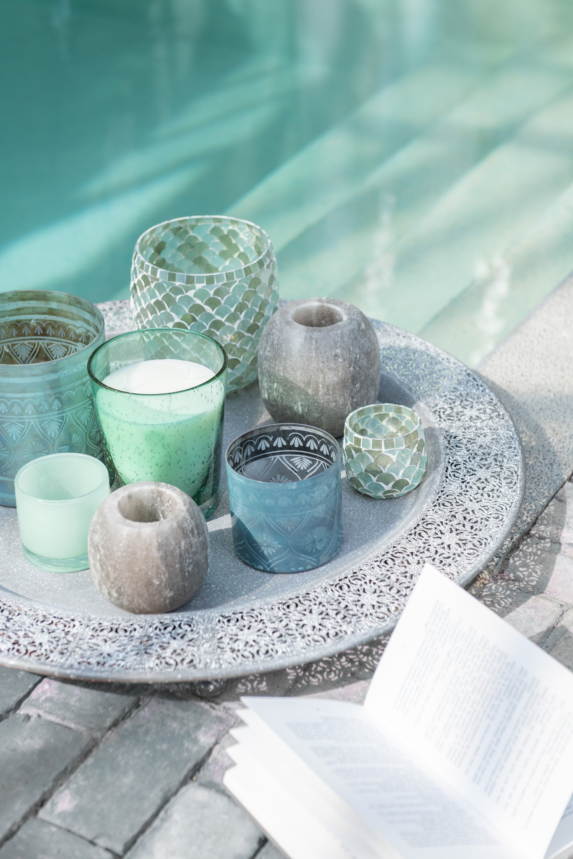 Orkaan Oosters Glas Donker Aqua Groot