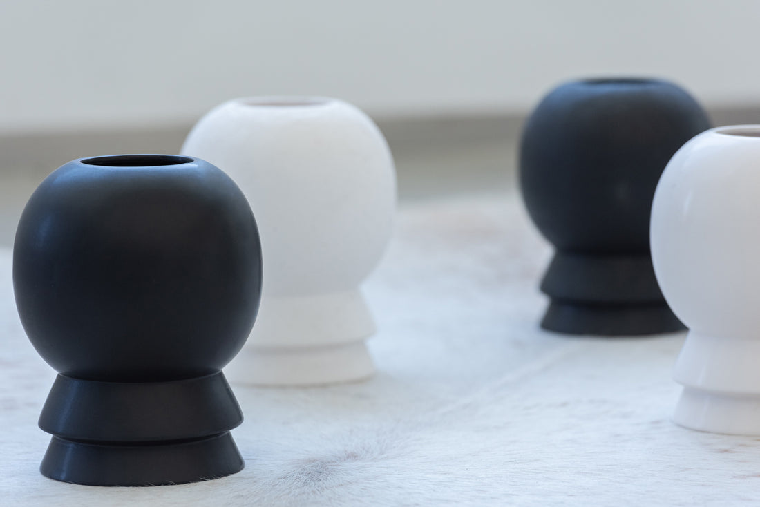 Vaas Olivia Keramiek Zwart Set van 2