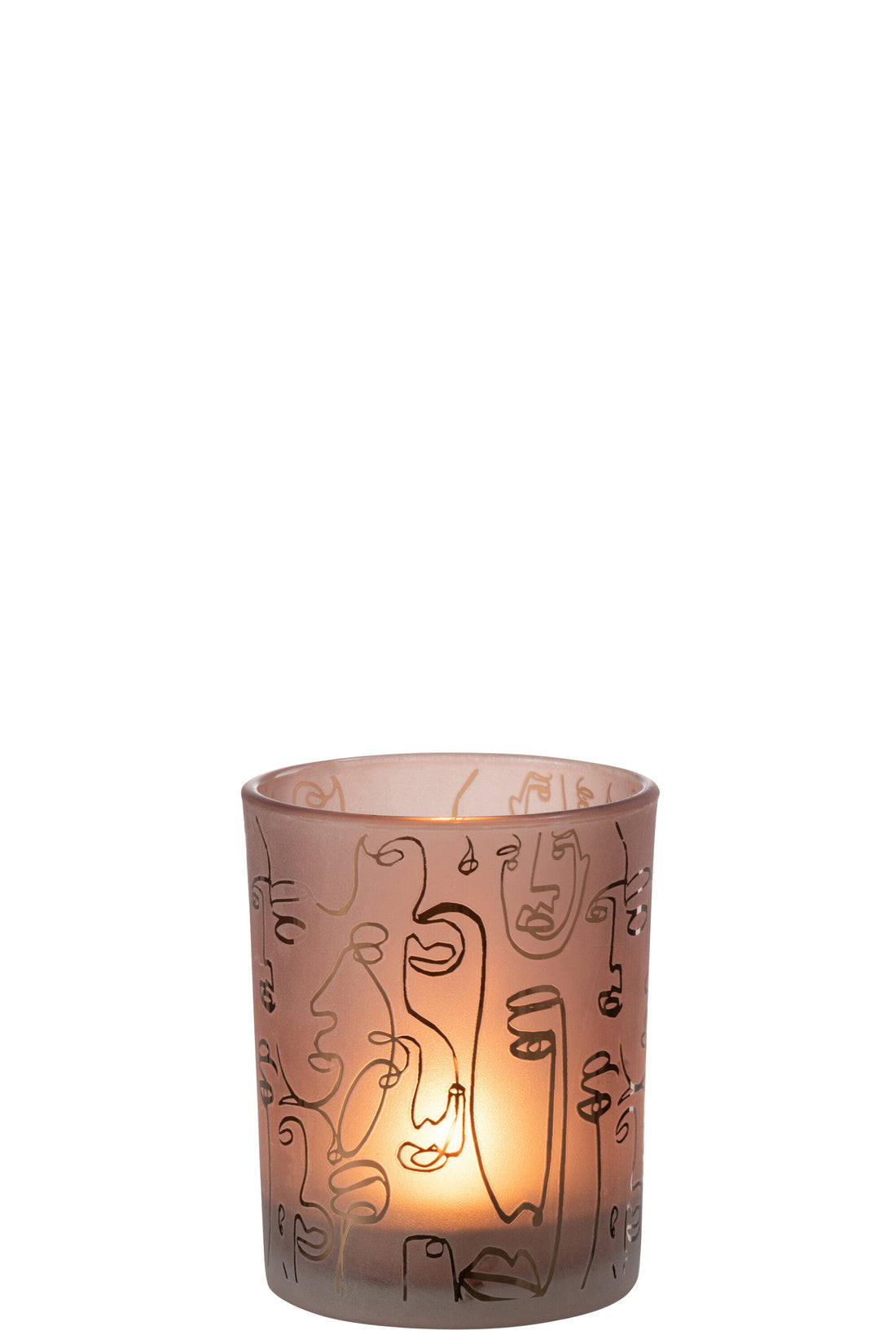 J-Line lantaarn Happy Faces glas terracotta medium