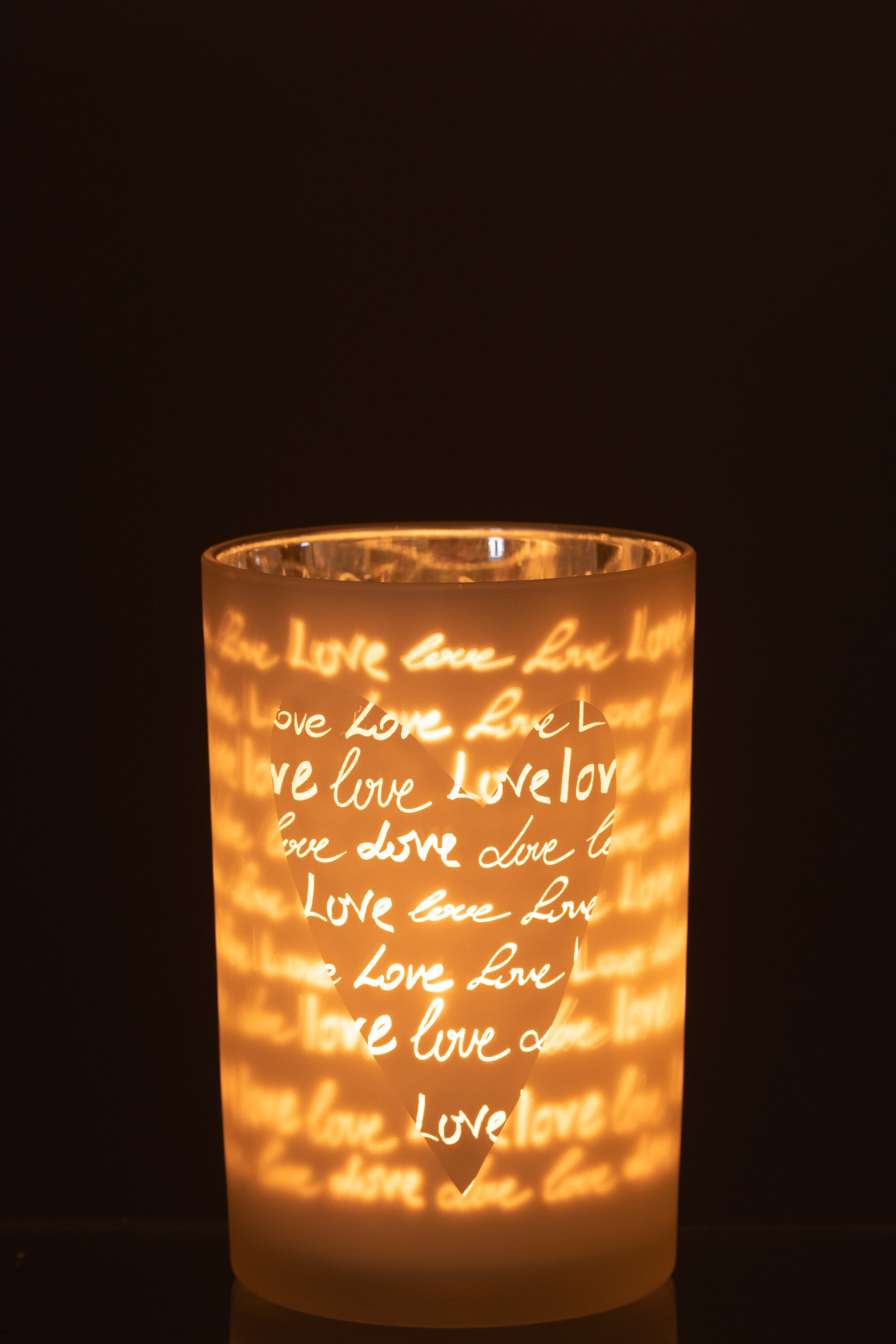 J-Line Lantaarn Love Glas Wit Large