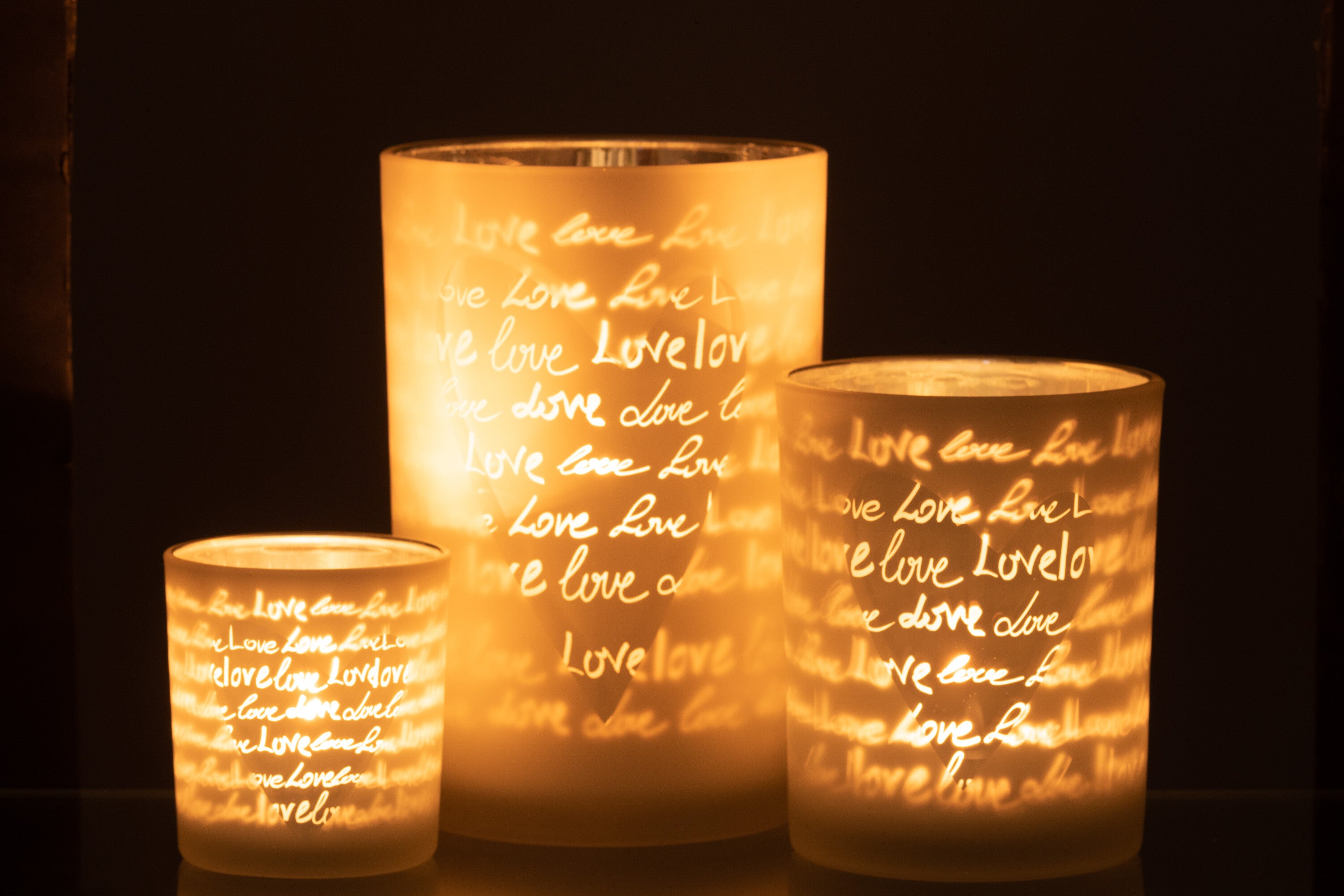 J-Line Lantaarn Love Glas Wit Large