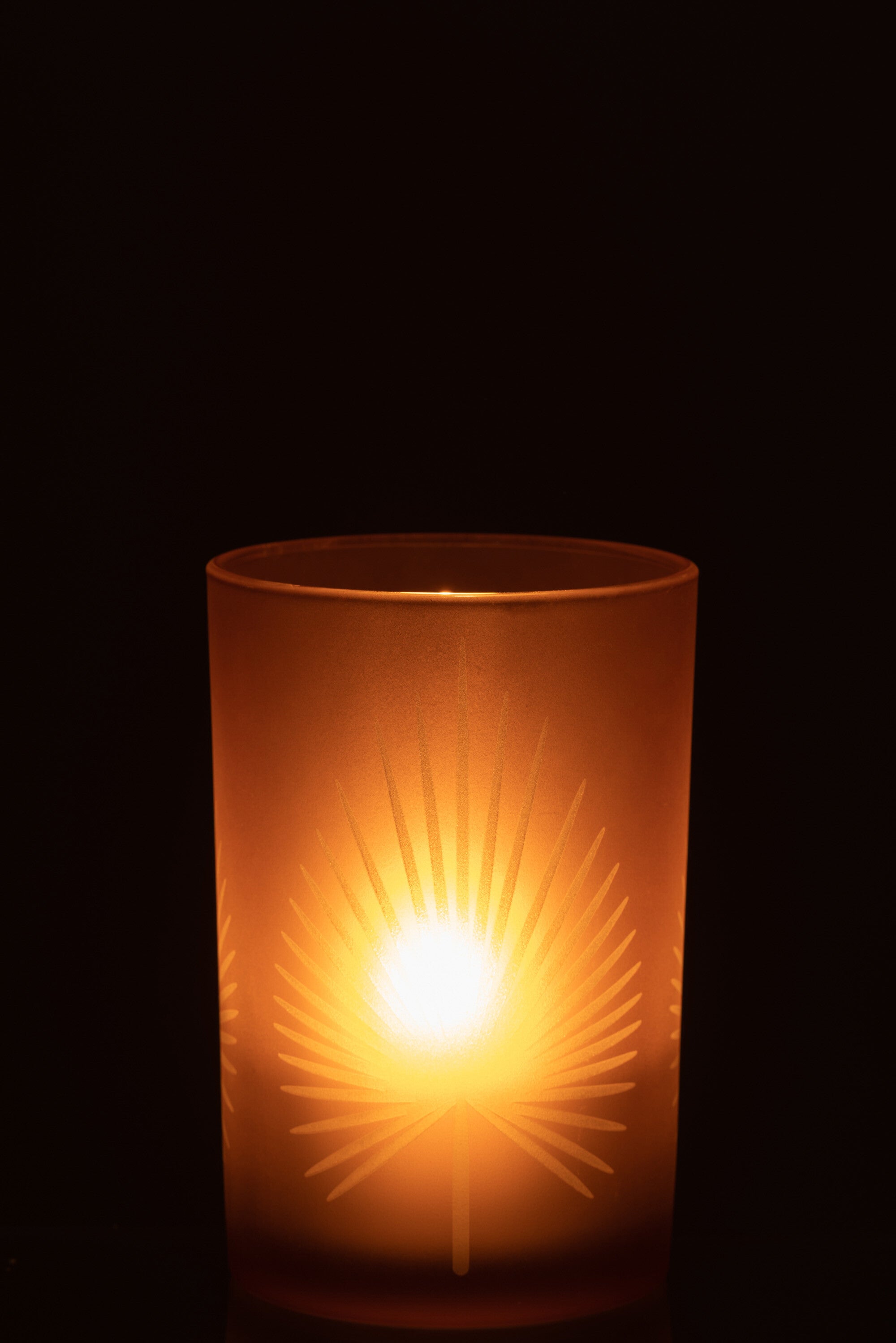 J-Line lantaarn Palmblad glas beige groot