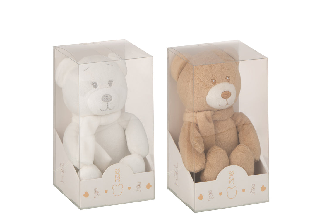 Beer pluche wit/beige assortiment van 2