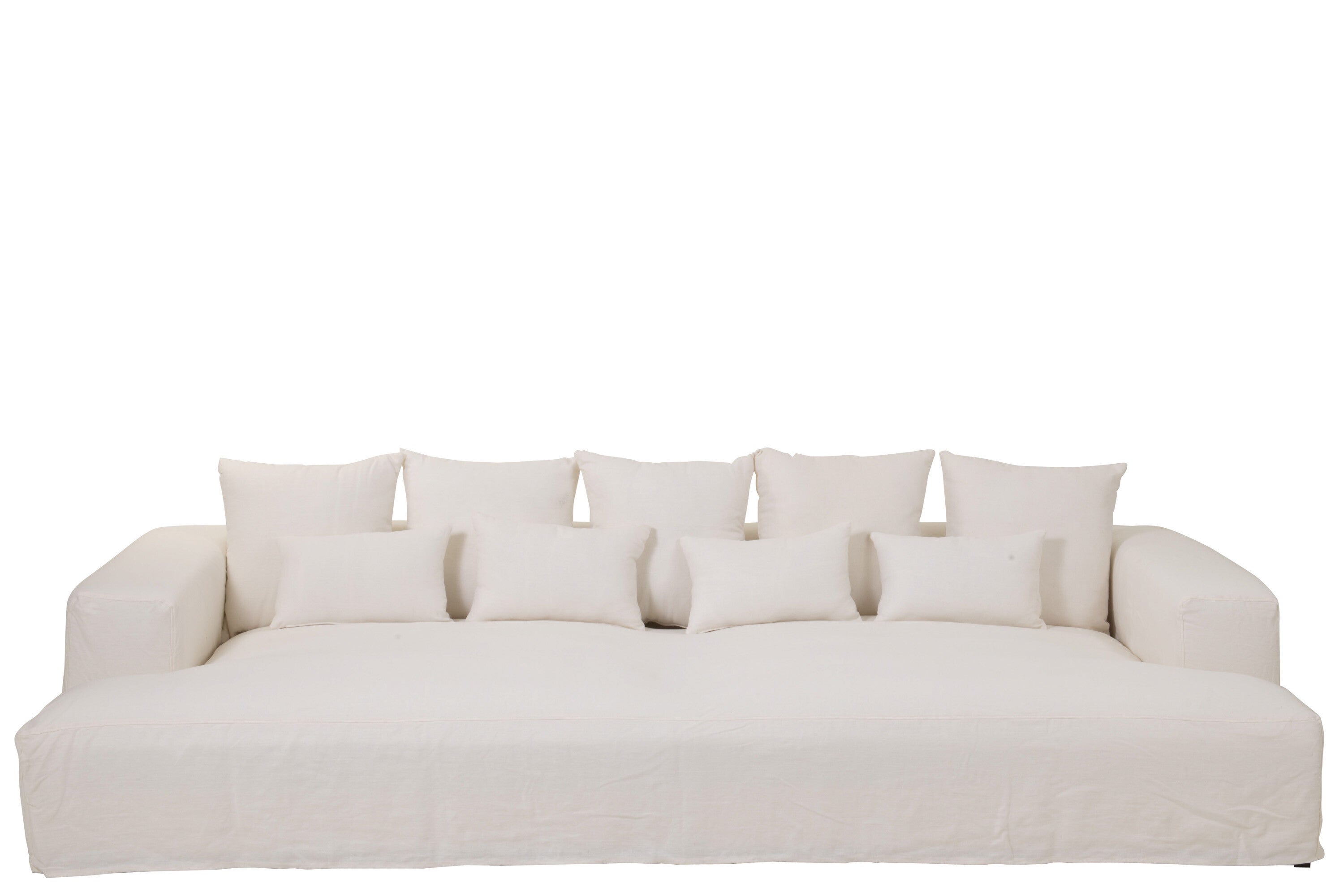 J-Line Hoes Voor Zetel+9 Kussens Diep Monaco Linnen Xxl Marshmallow Wit